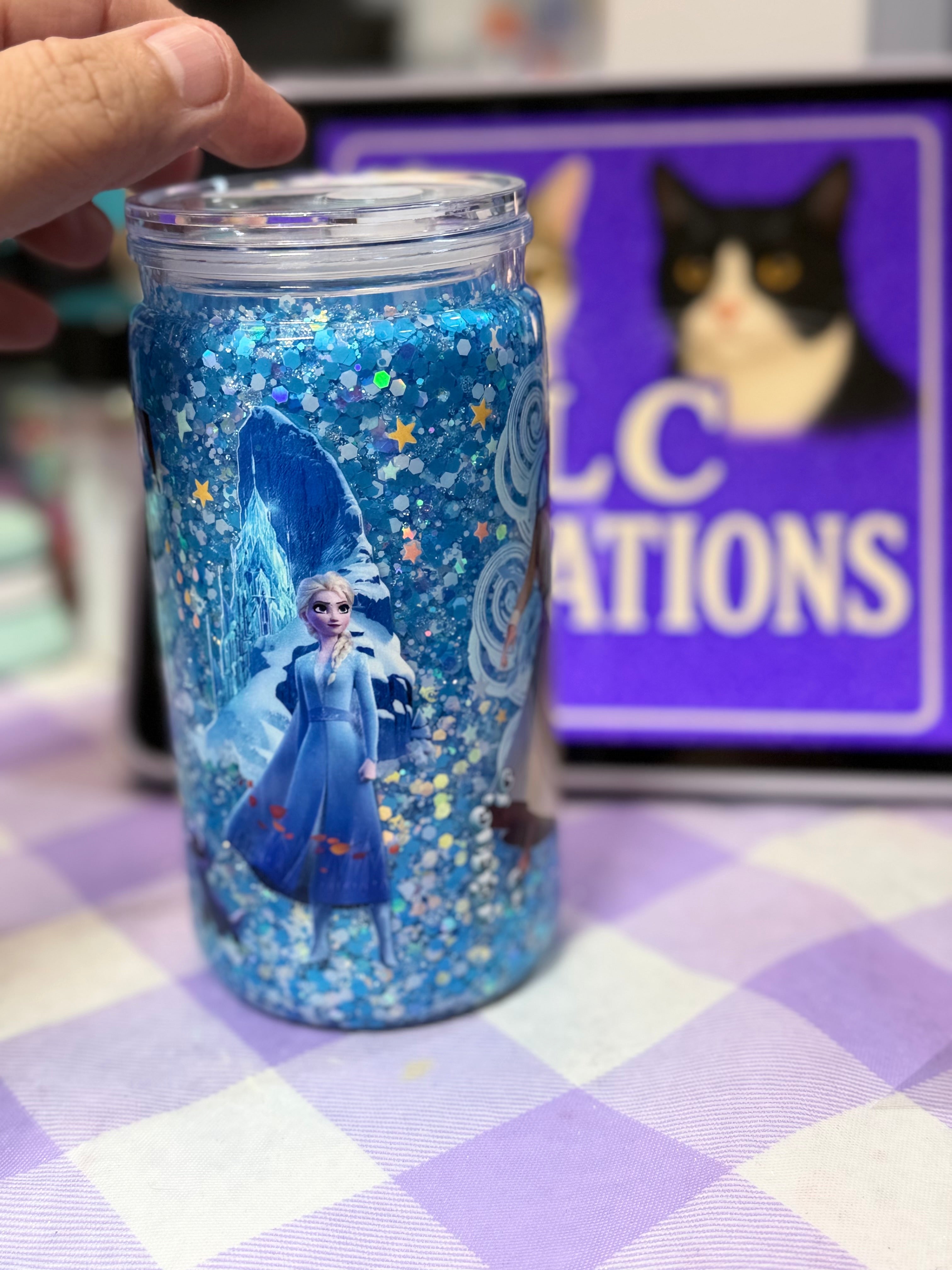 16 oz Olaf glitter cup
