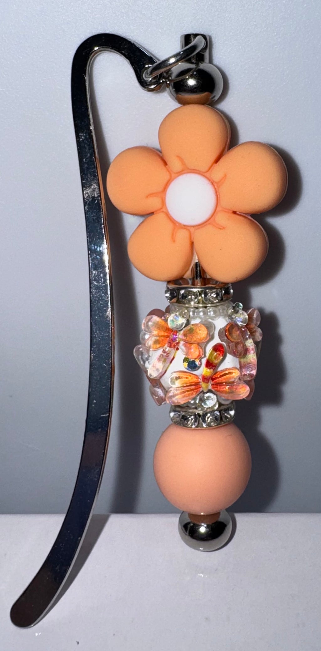 Peach flower beaded bookmark