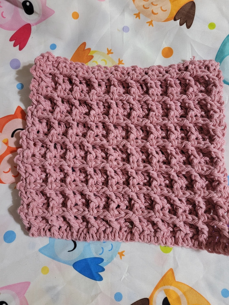 Crocheted pink dish rag