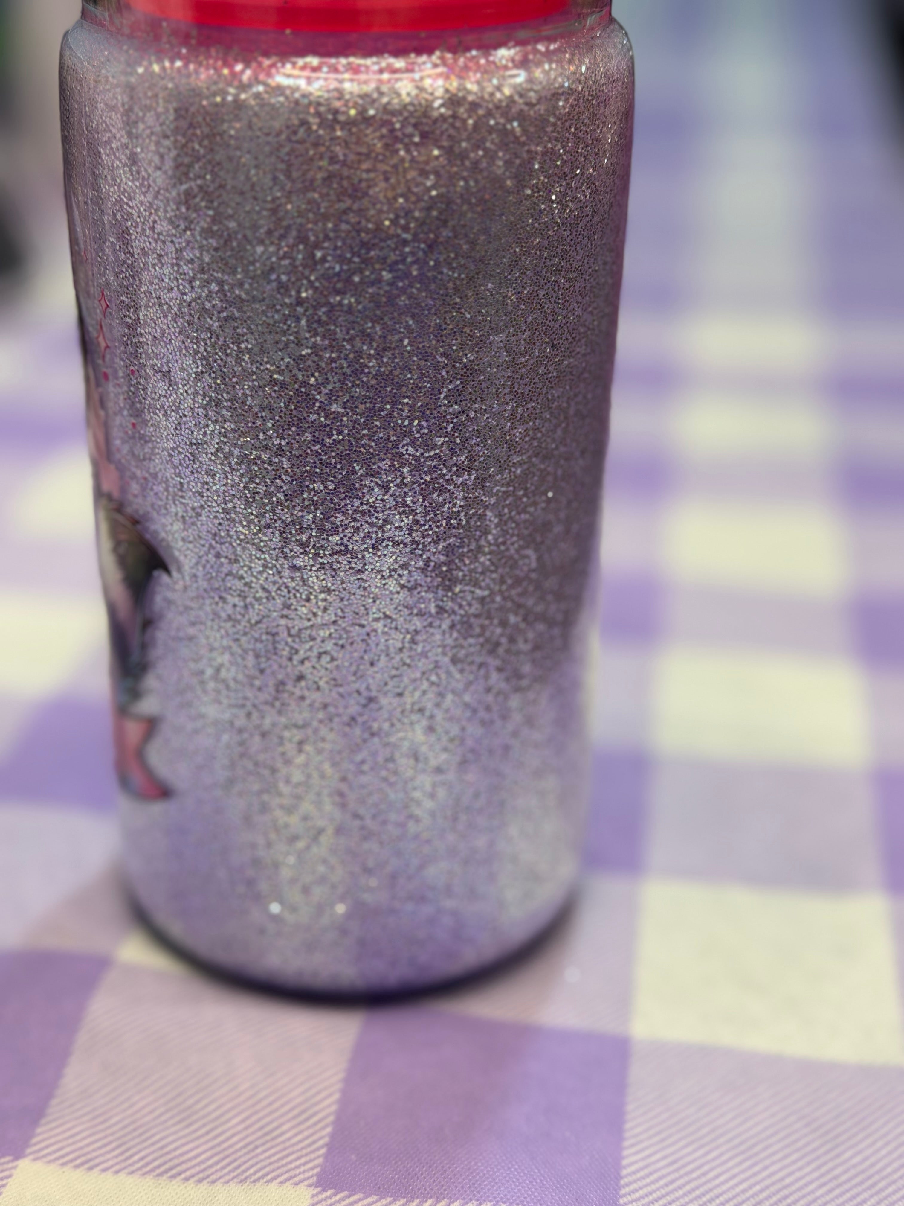 16 oz dry glitter tumbler Sasshole with beaded lid and straw topper