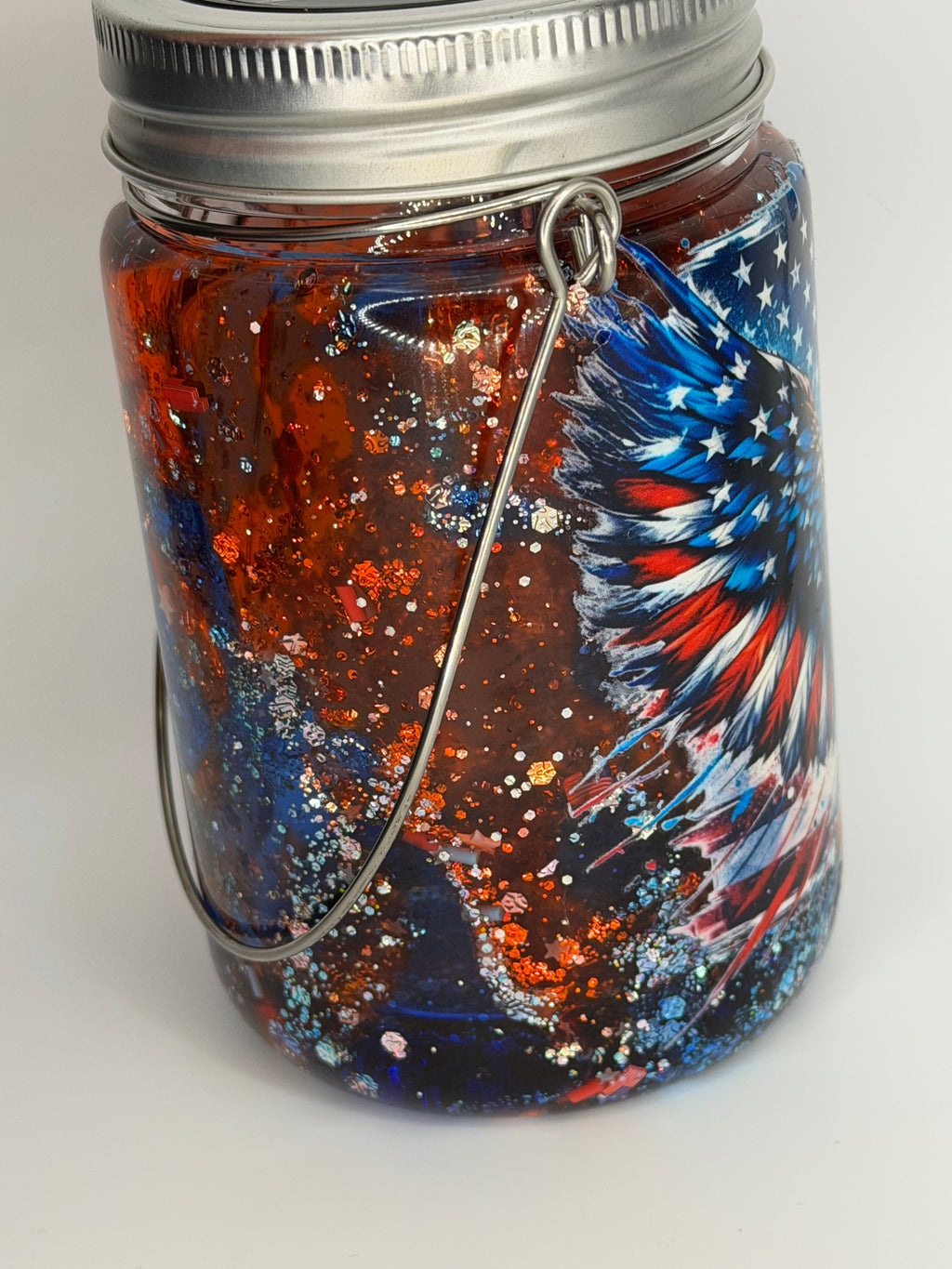 11 oz USA Flag glass Snow Globe Solar Light/cup