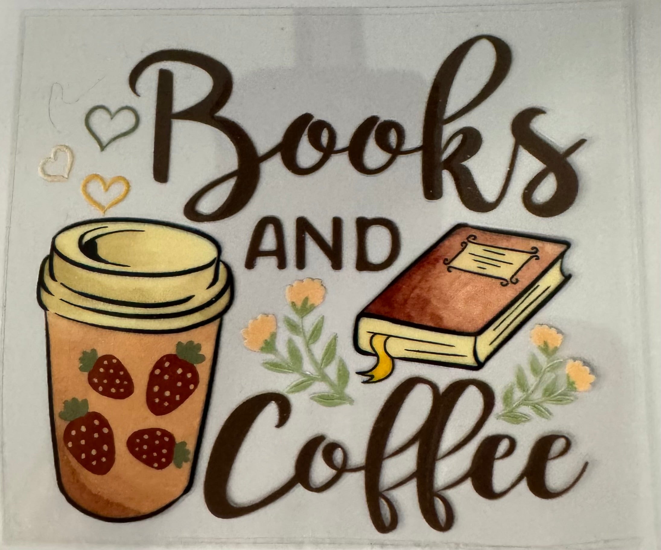 Books and coffee decal