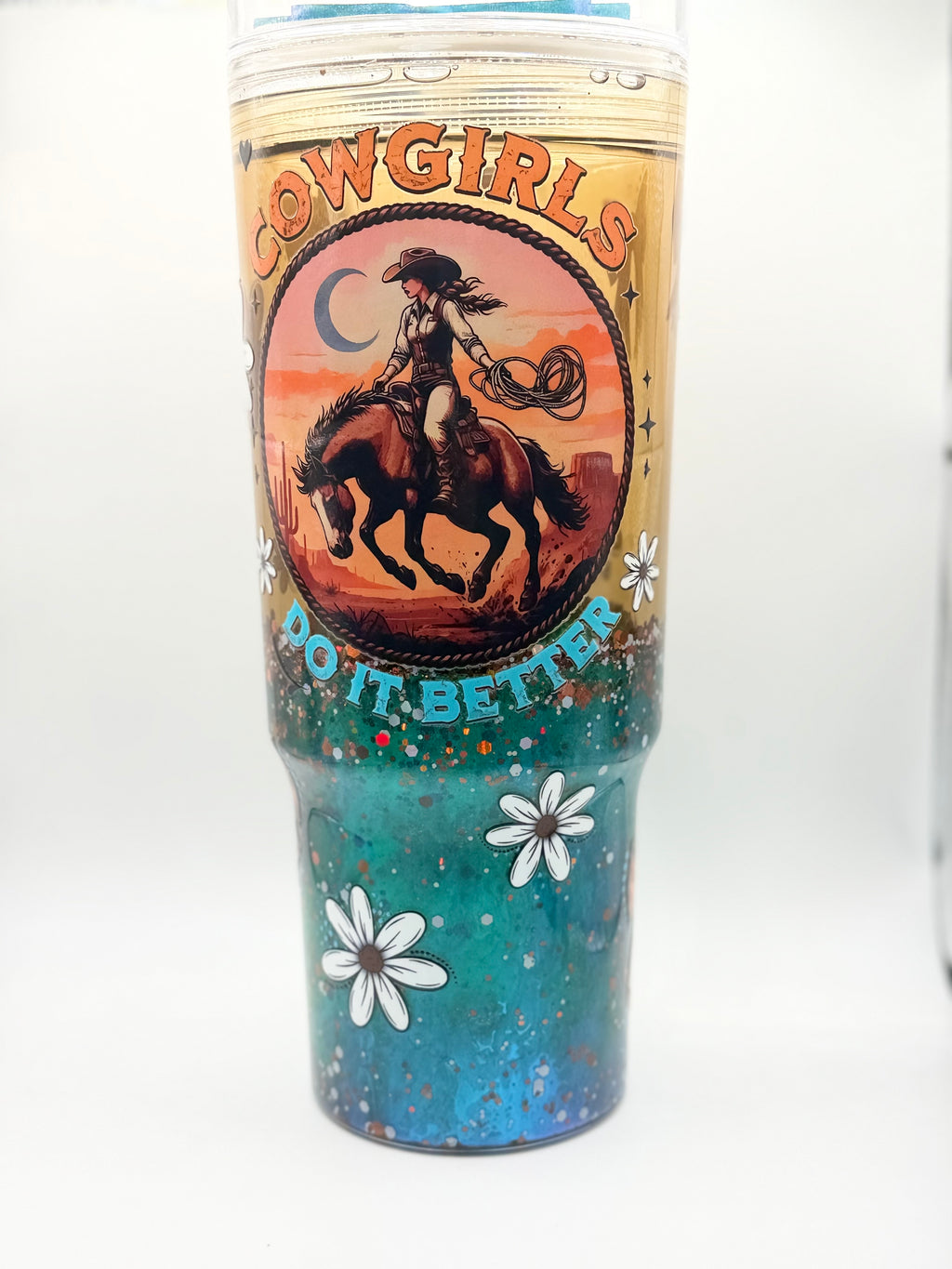 40 oz Cowgirls Do It Better snow globe cup