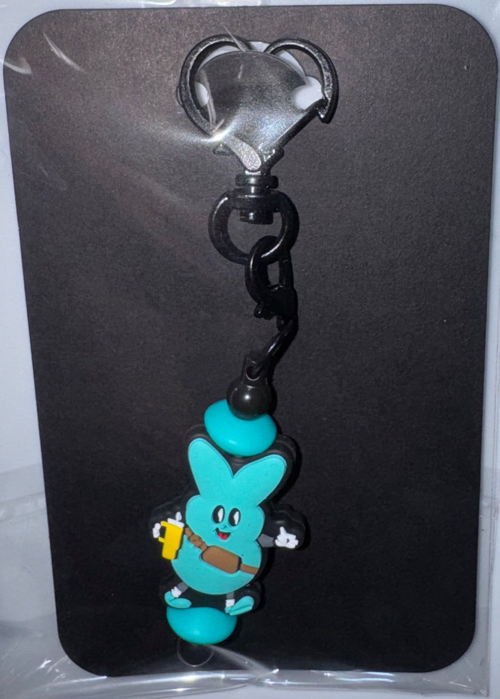 Blue peep beaded key chain