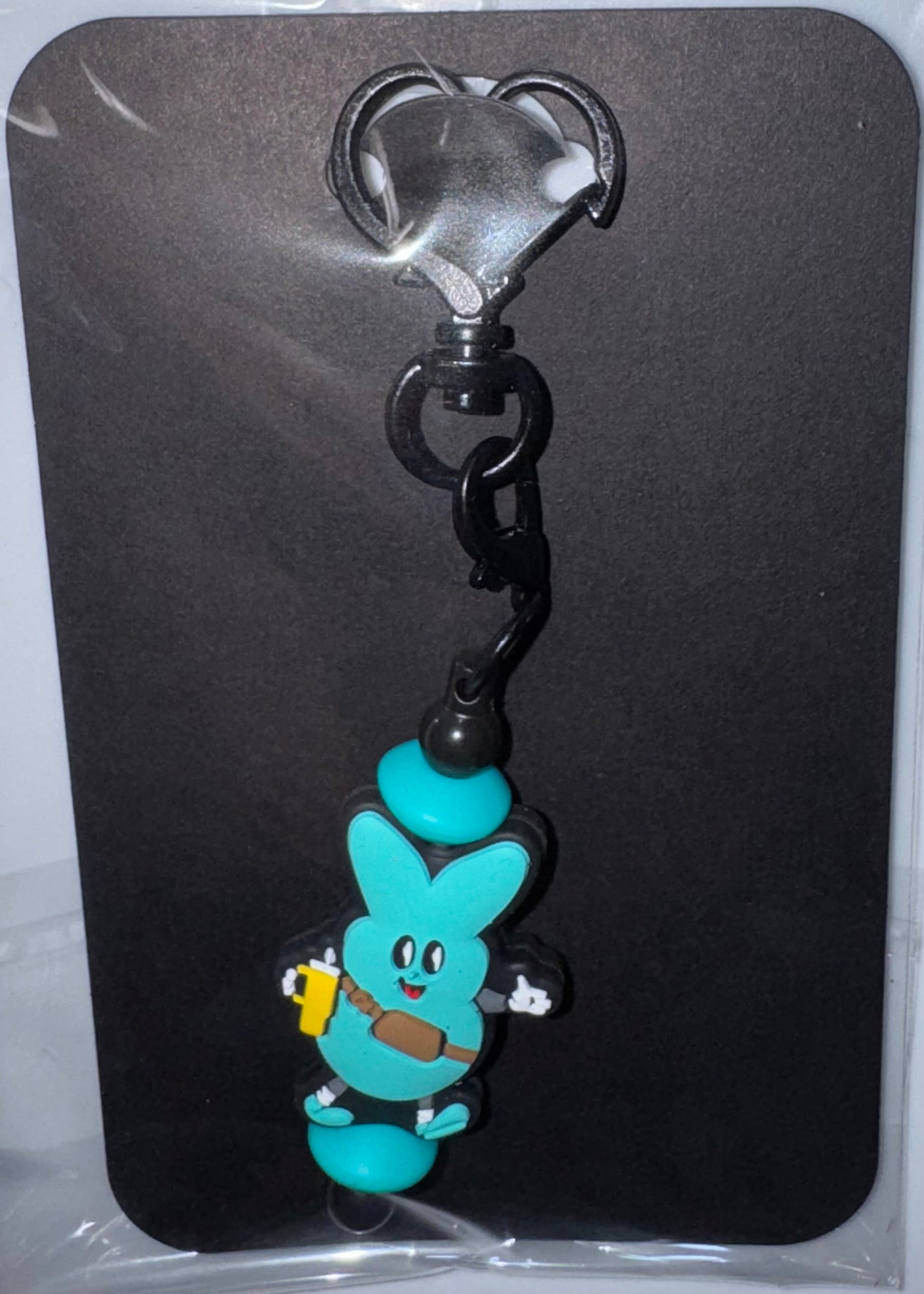 Blue peep beaded key chain