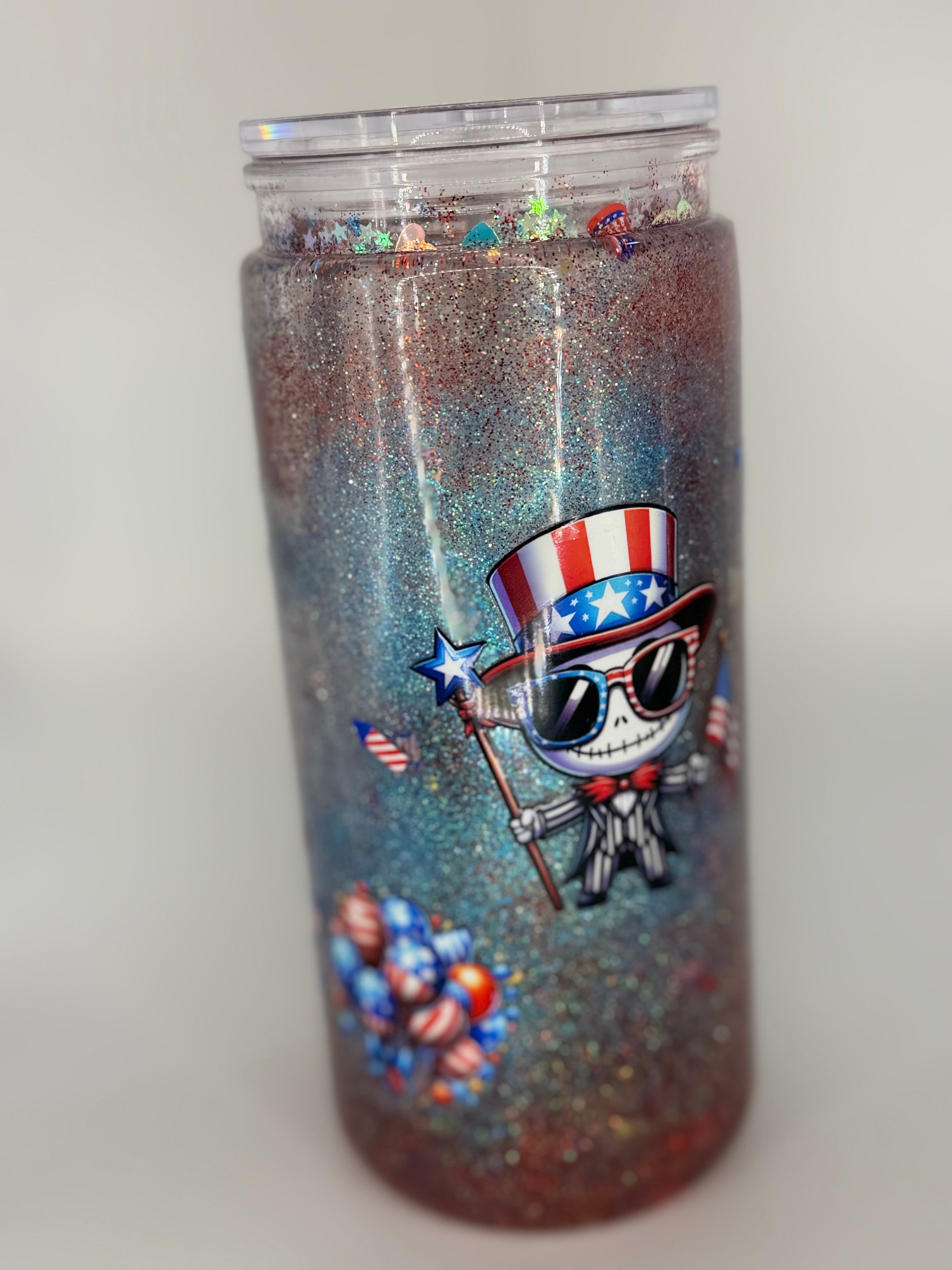 20 oz Patriot Jack S snow globe cup