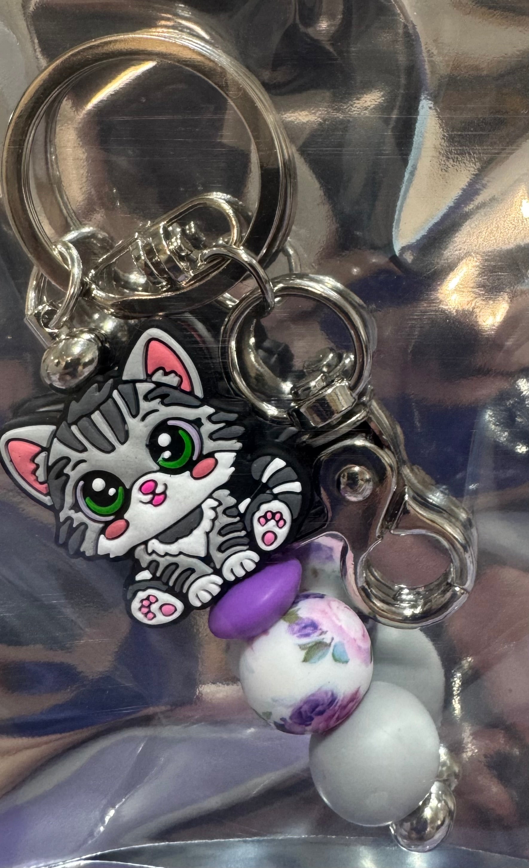 Cat beaded keychain
