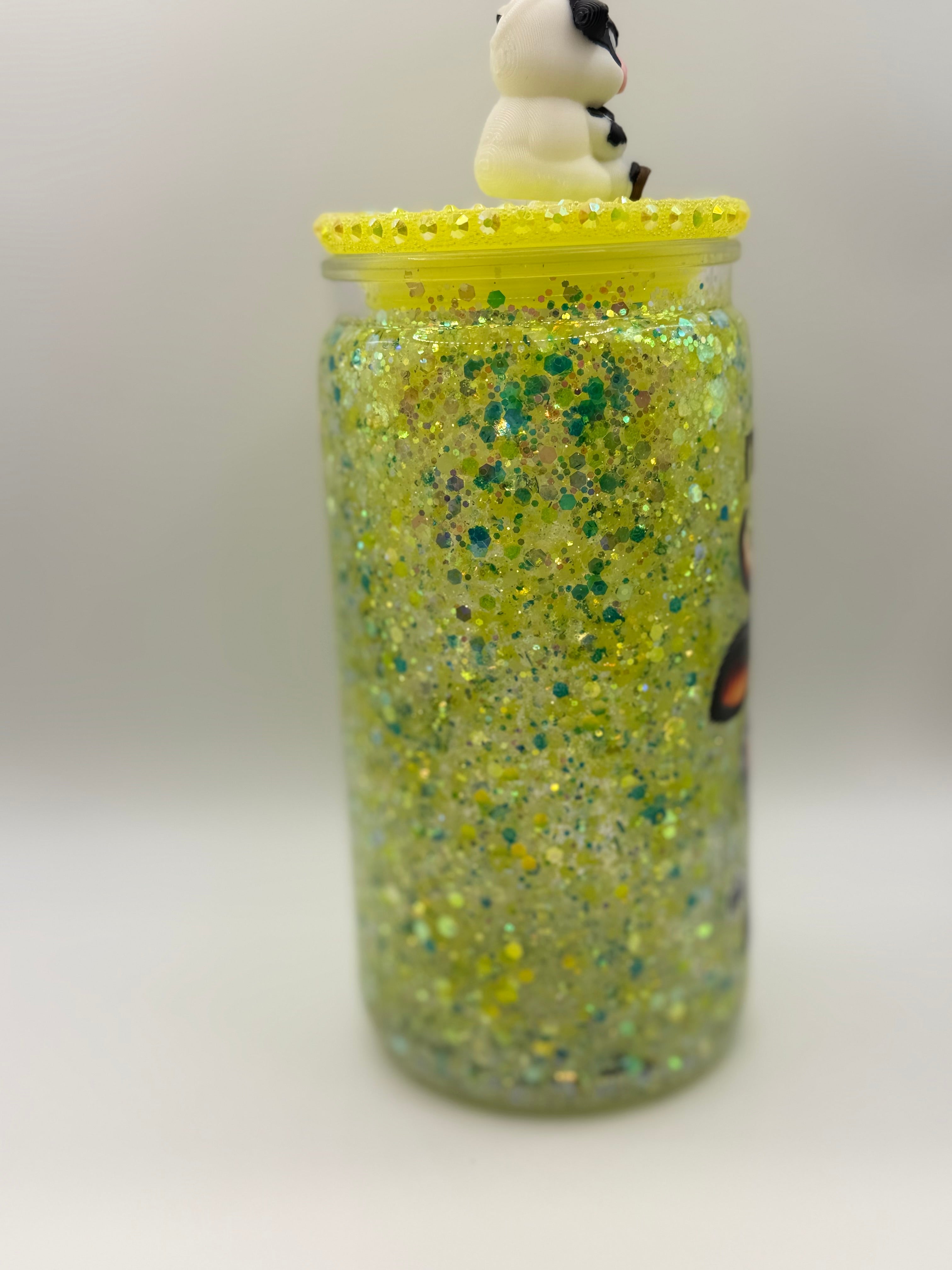 16 oz I’m sorry, Did I roll my eyes out loud? snow globe cup with yellow rhinestone lid