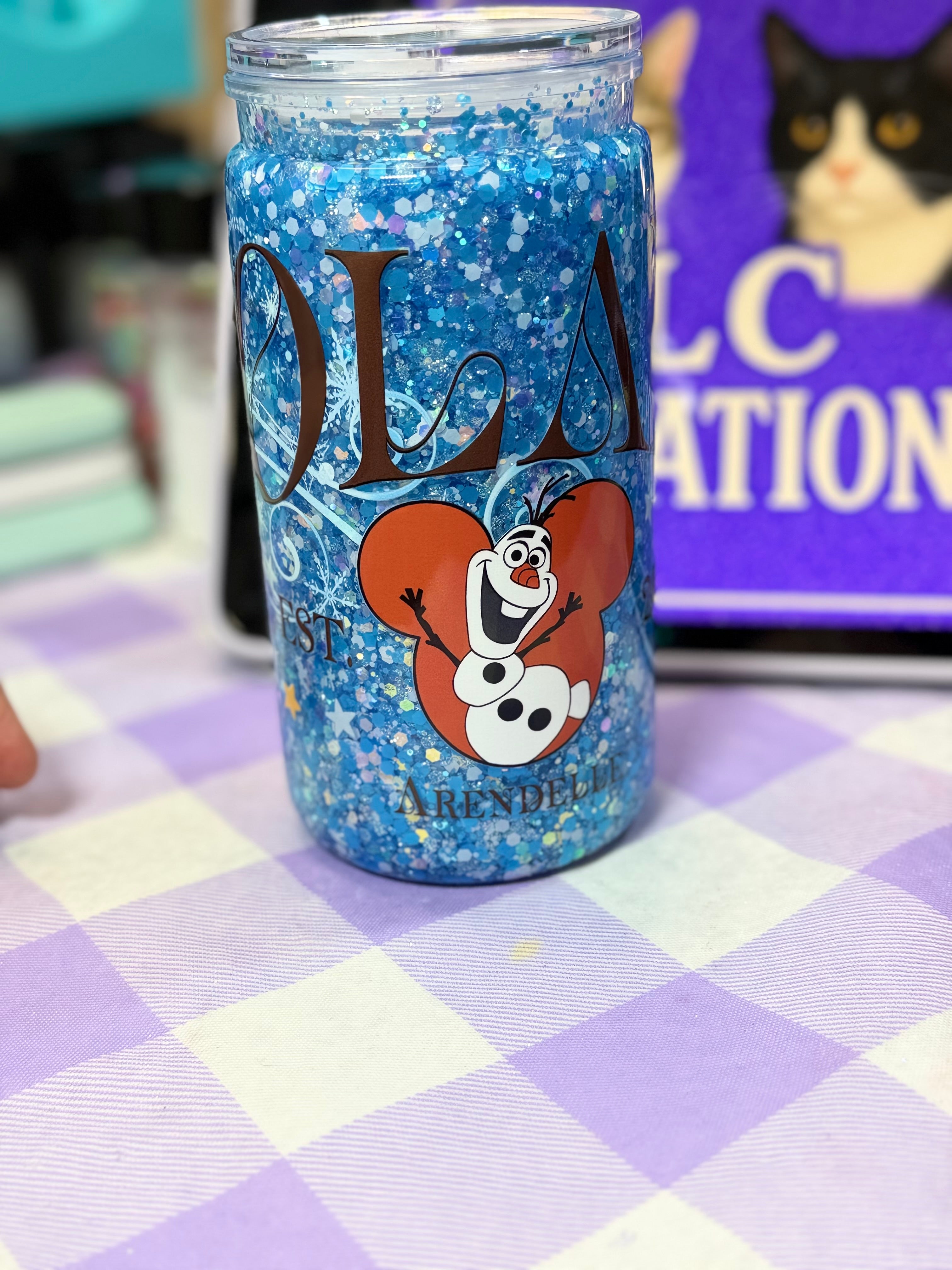 16 oz Olaf glitter cup