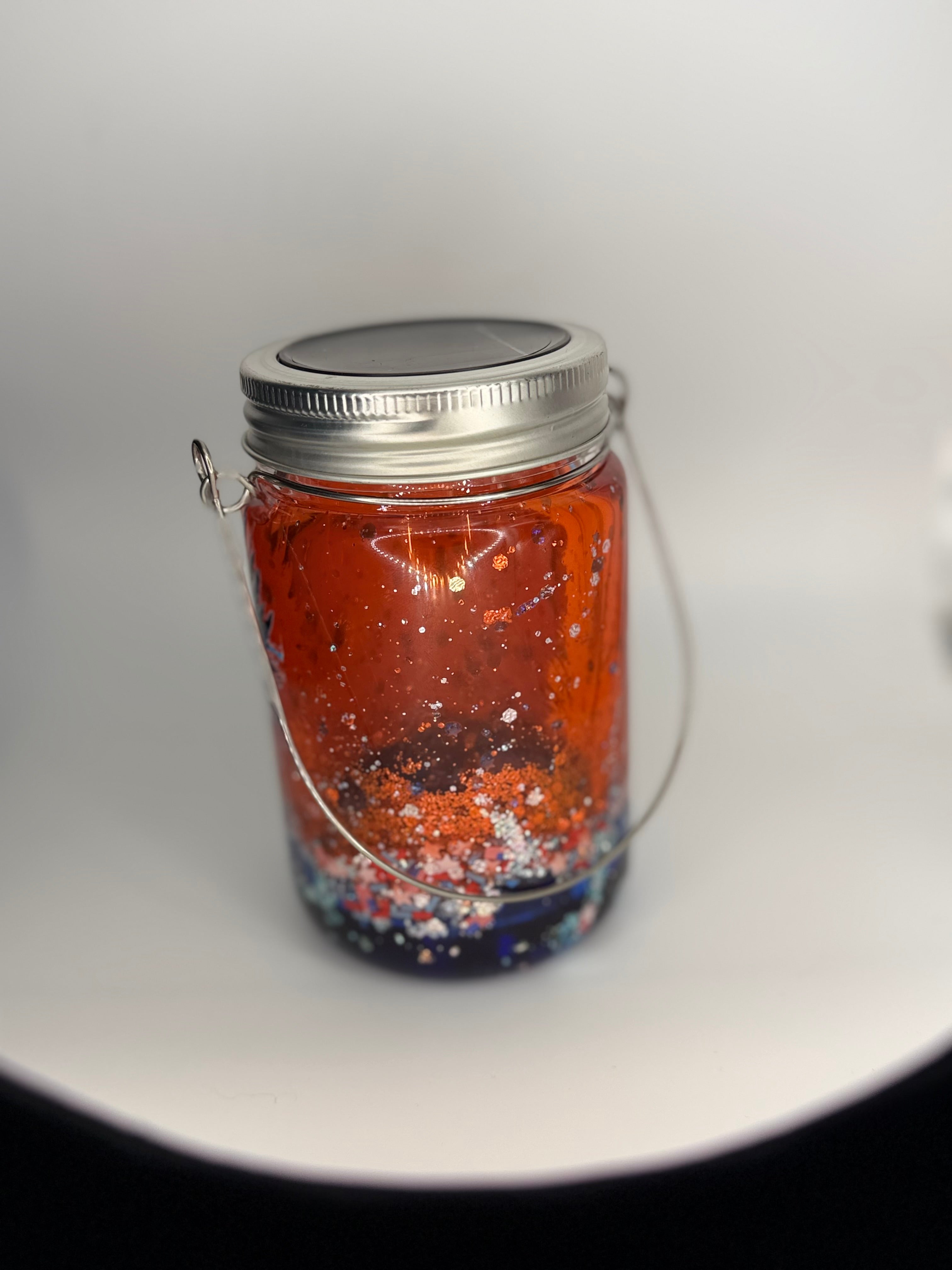 11 oz USA Flag glass Snow Globe Solar Light/cup