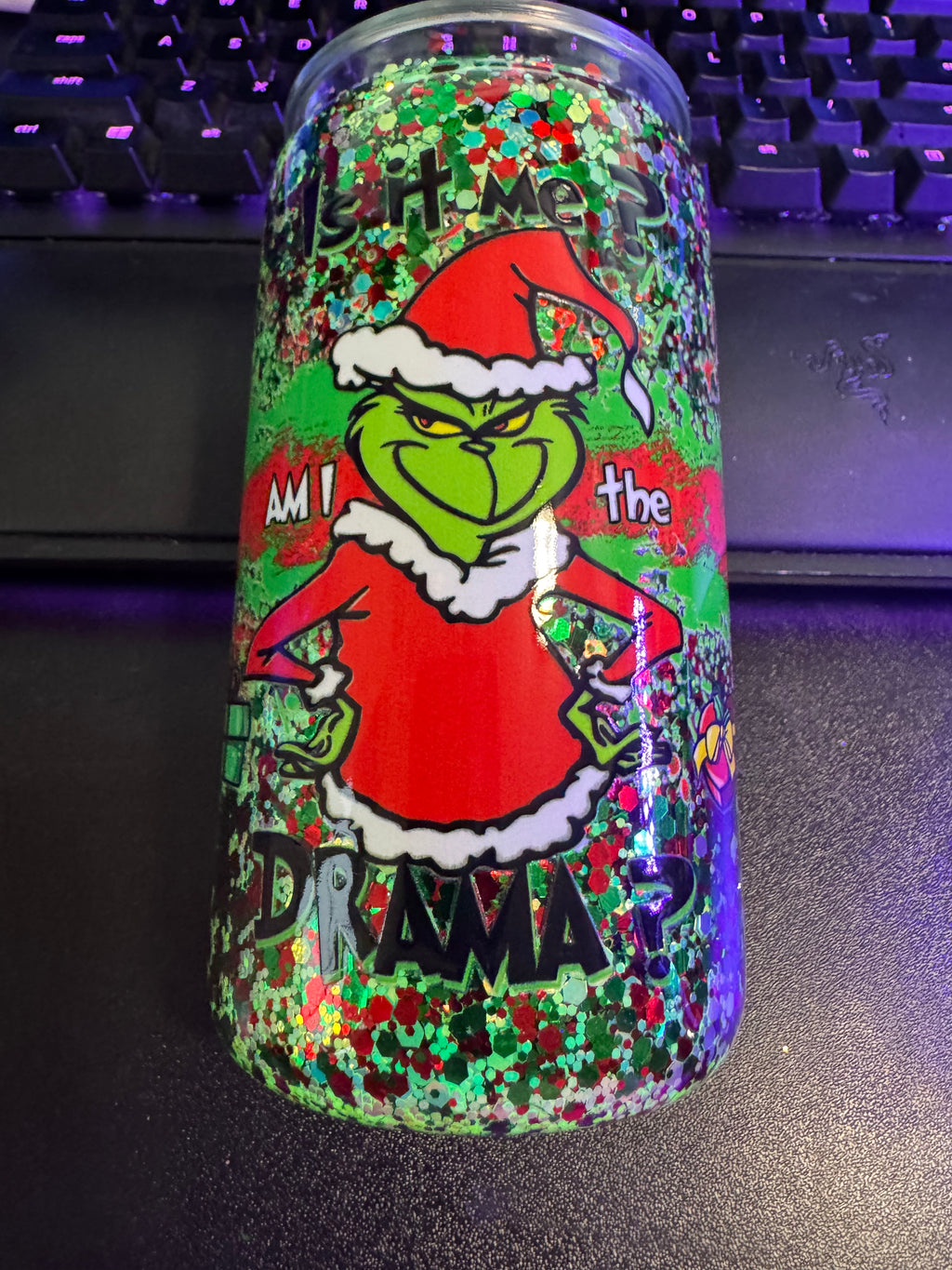 16 oz Mean guy glitter cup