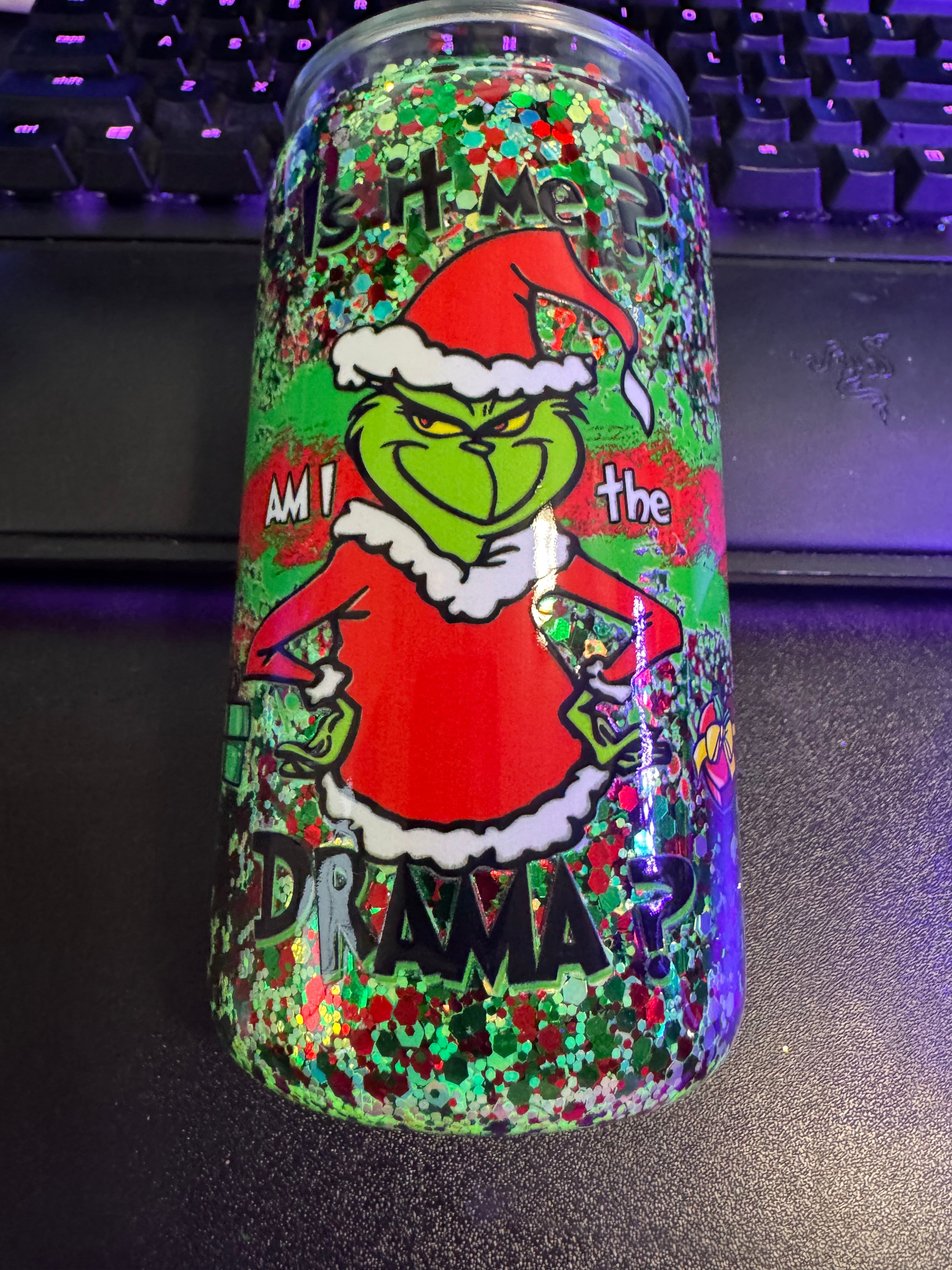 16 oz Mean guy glitter cup