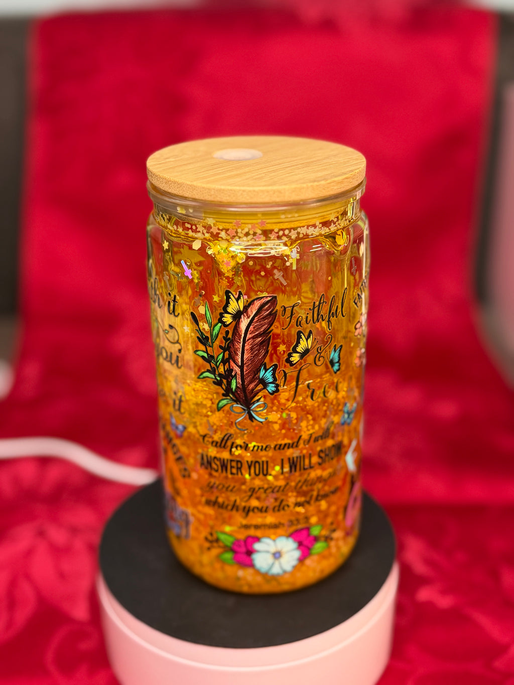 16 oz Faith quotes snow globe cup