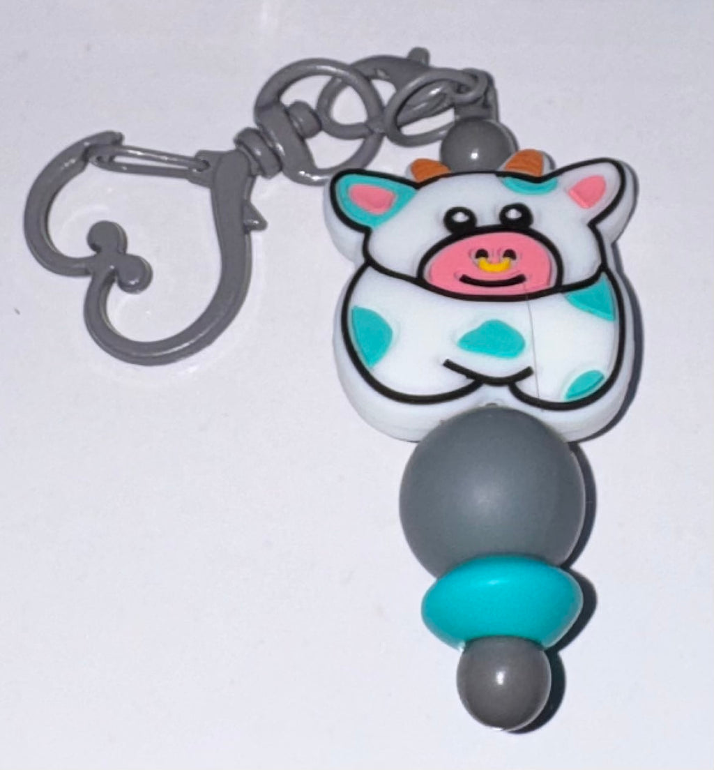 Cute cow beaded key chain