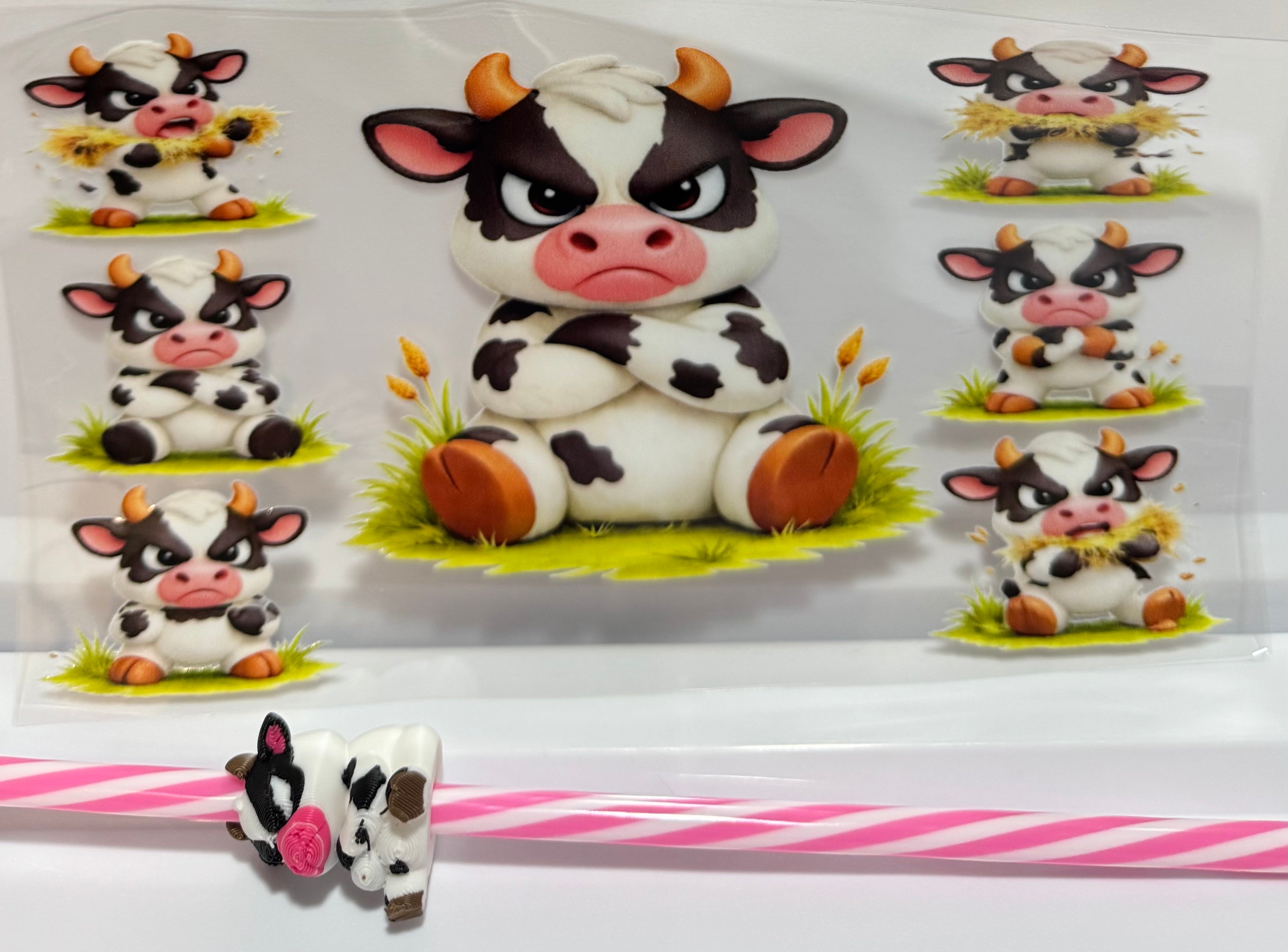 Grumpy Cow Wrap, Straw and Topper set