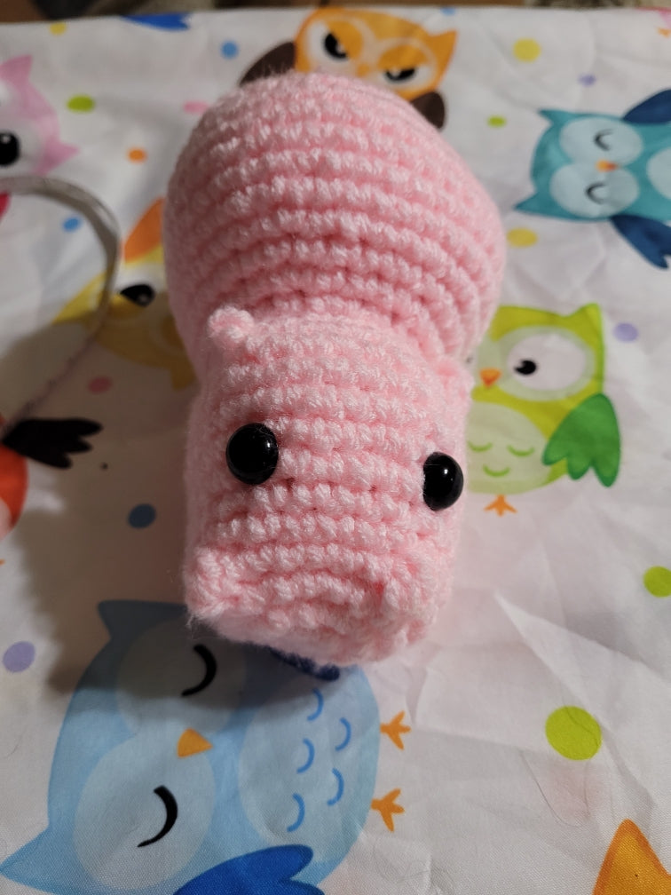 Crocheted pink Hippo