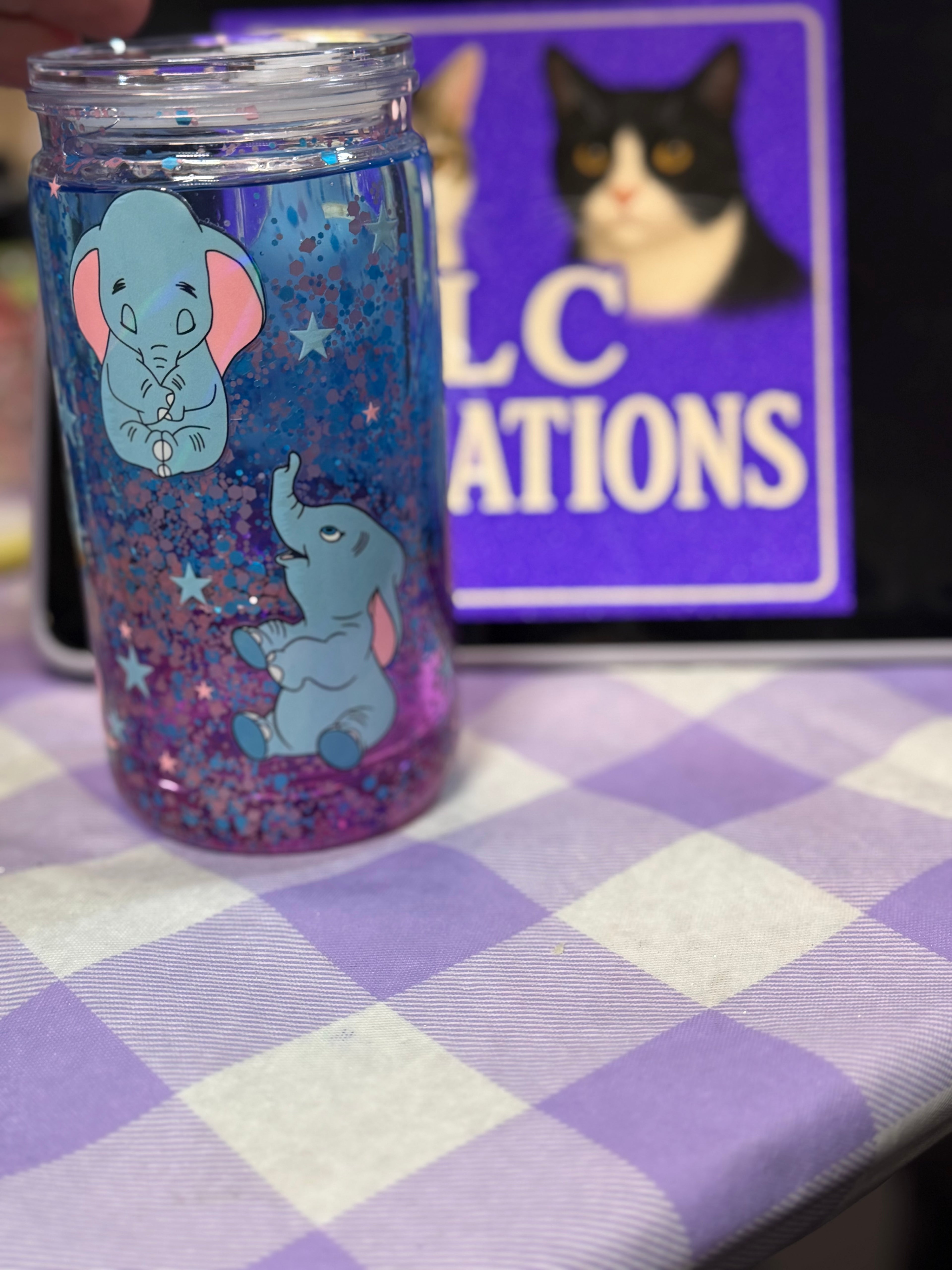 16 oz Dumbo holographic lava snow globe cup