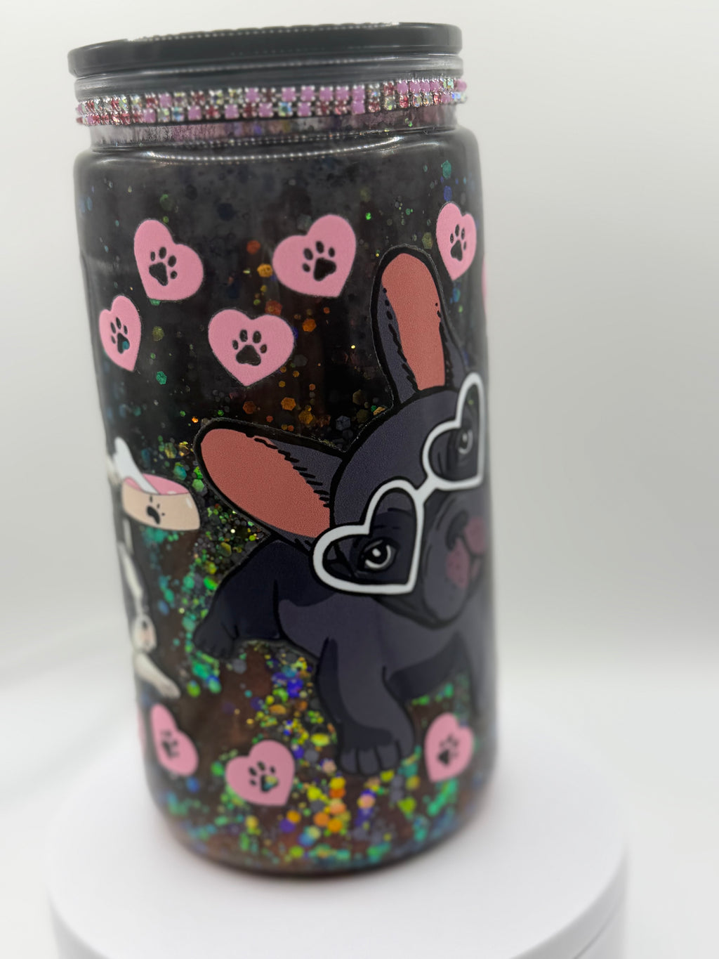 16 oz Frenchie Dog snow globe cup