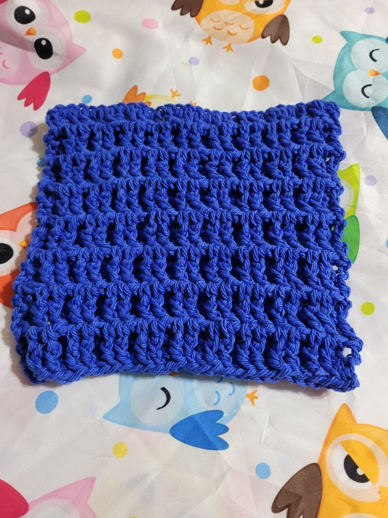 Crocheted blue dish rag