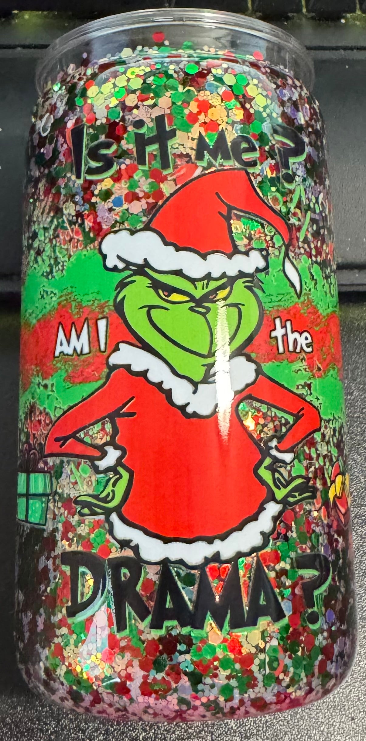 16 oz Mean guy glitter cup