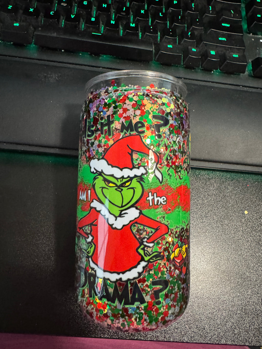 16 oz Mean guy glitter cup