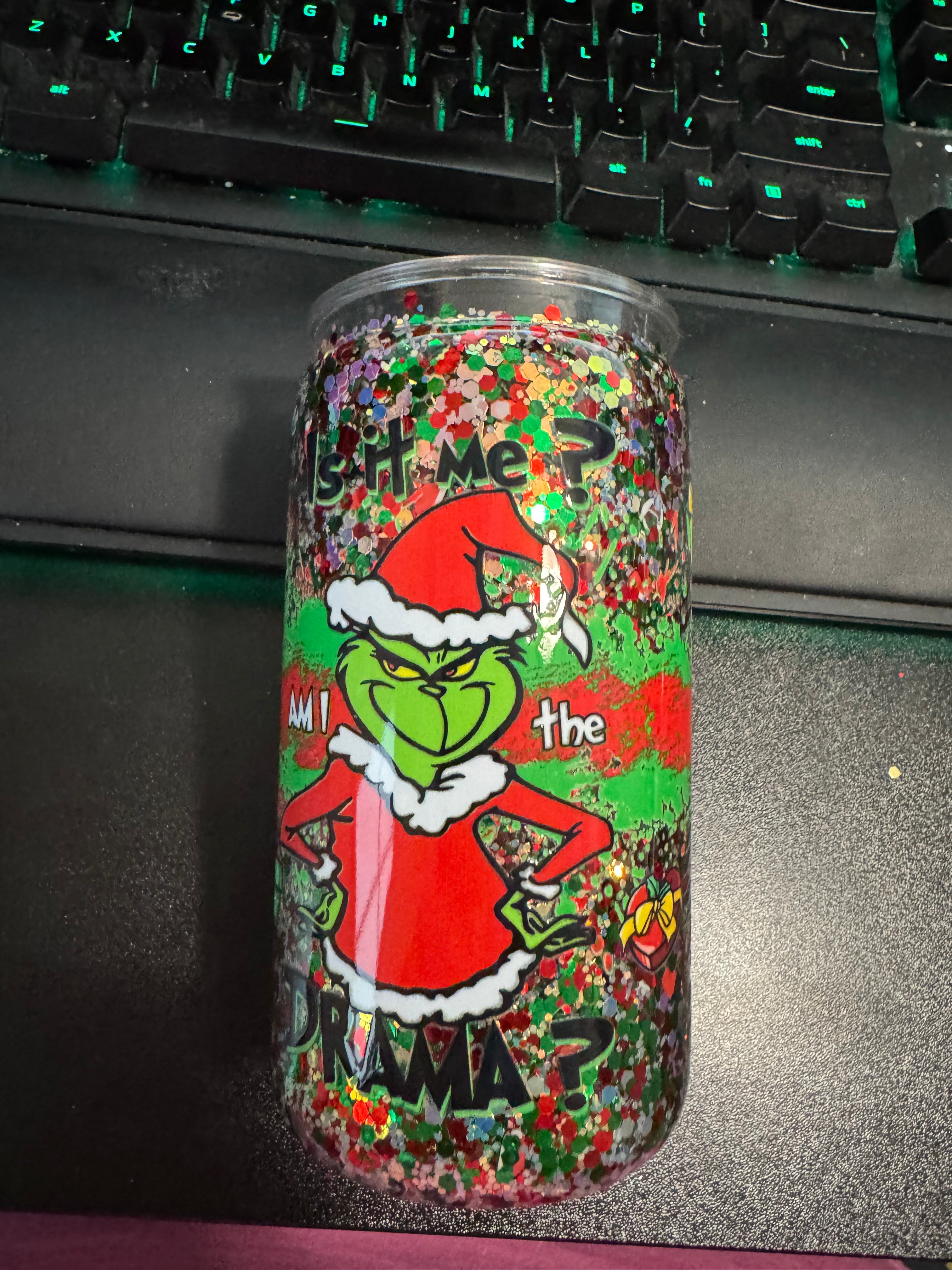 16 oz Mean guy glitter cup