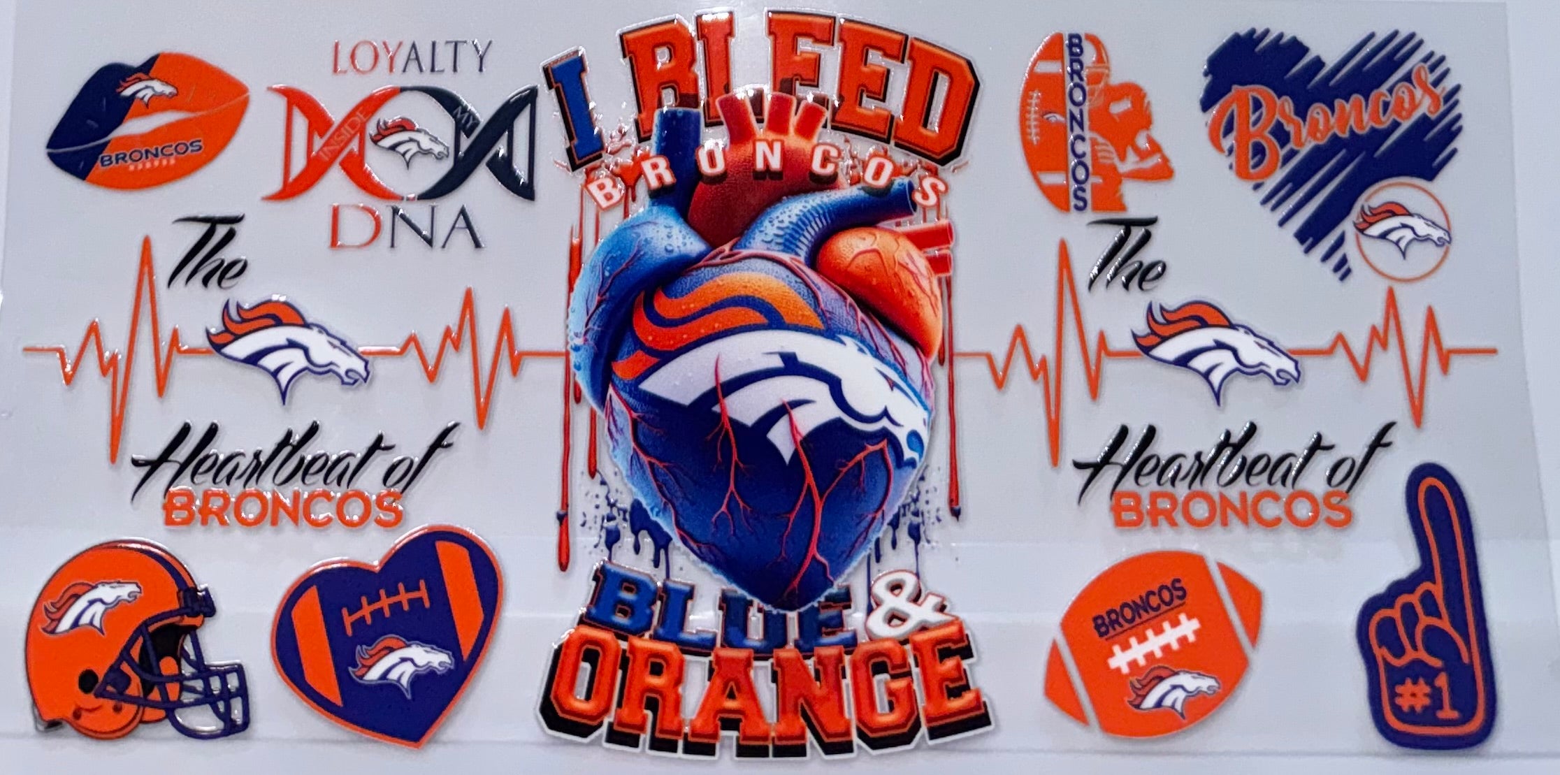 I Bleed Blue and Orange Broncos wrap