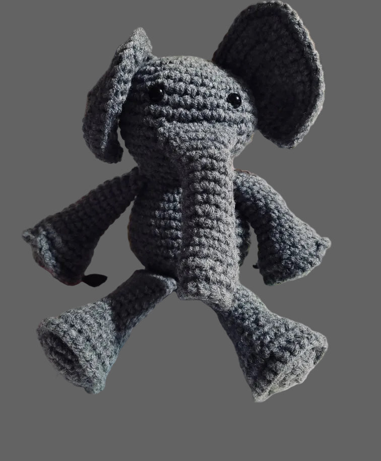 Crocheted Gray Elephant