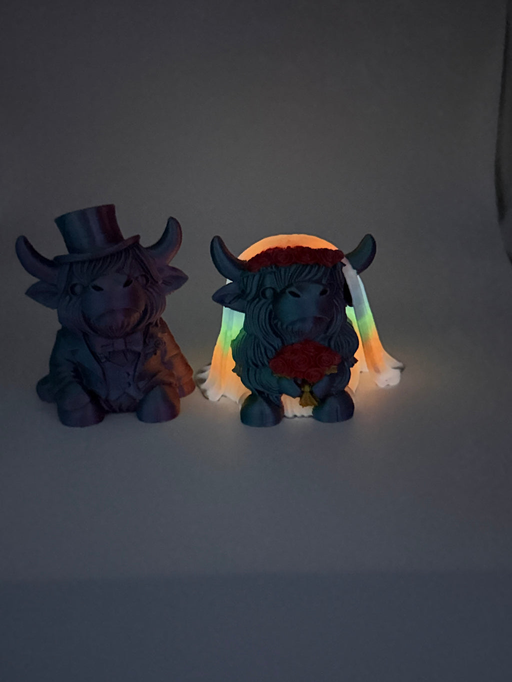 3D Highland Cow Bride and Groom multi color