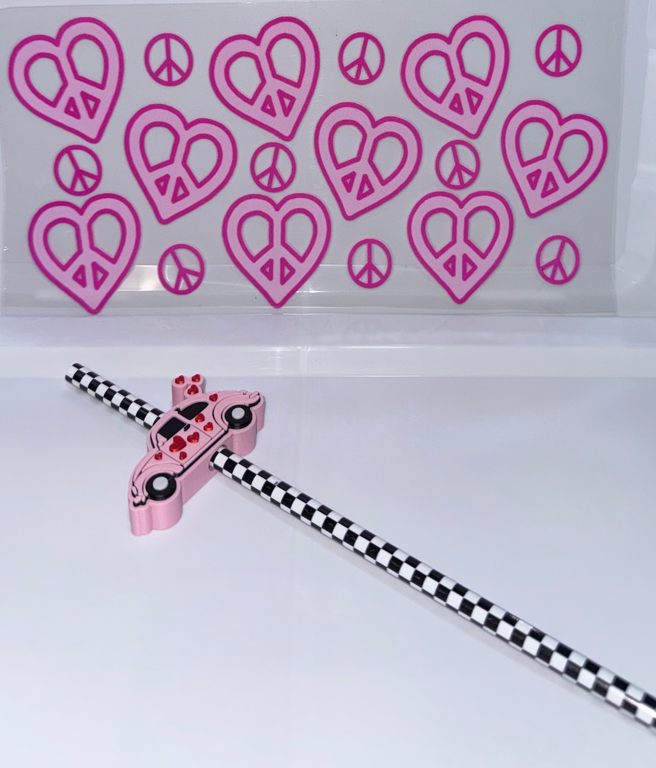 Peace Hearts and Love Bug Wrap, Straw and Topper set