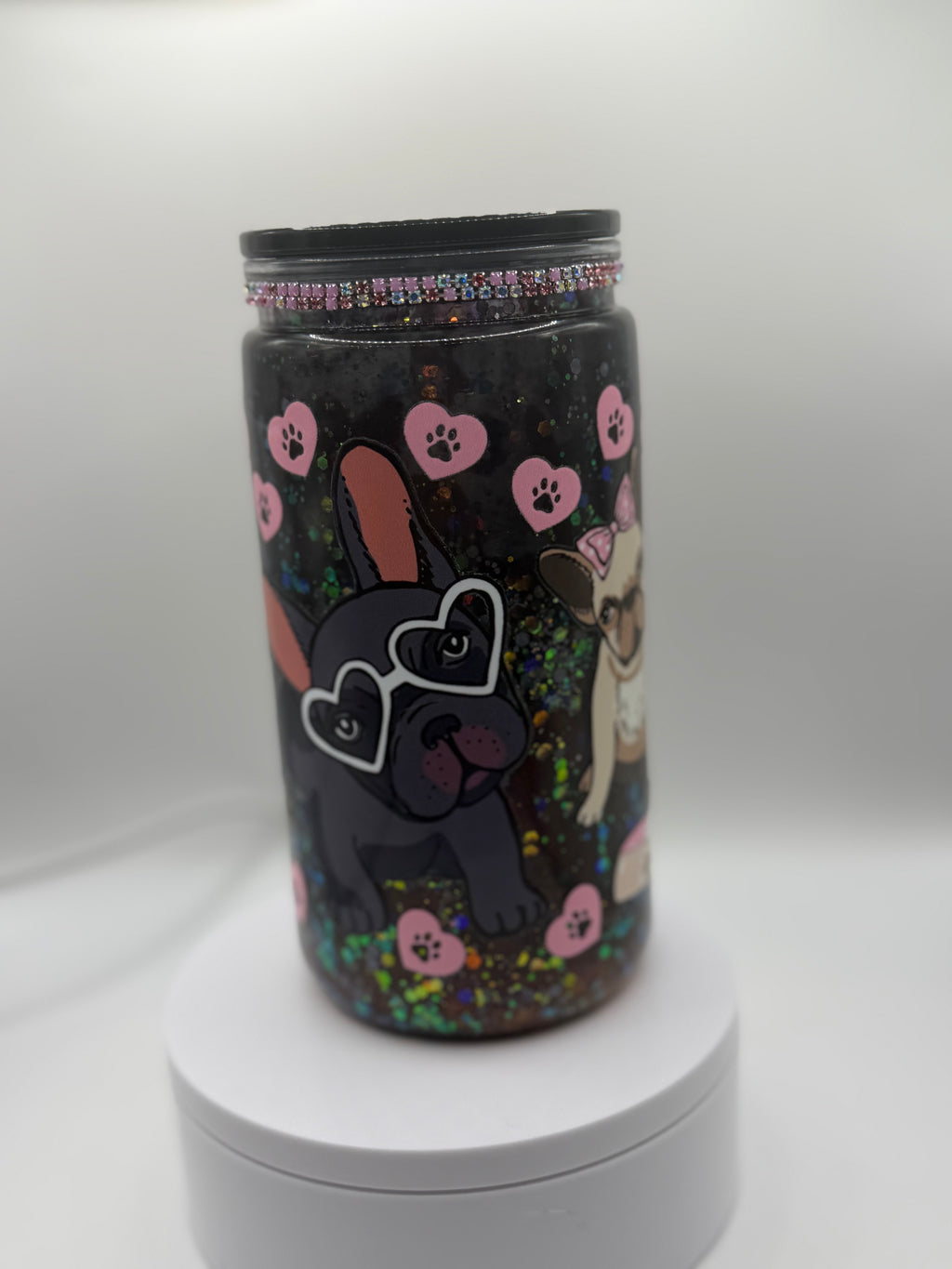 16 oz Frenchie Dog snow globe cup