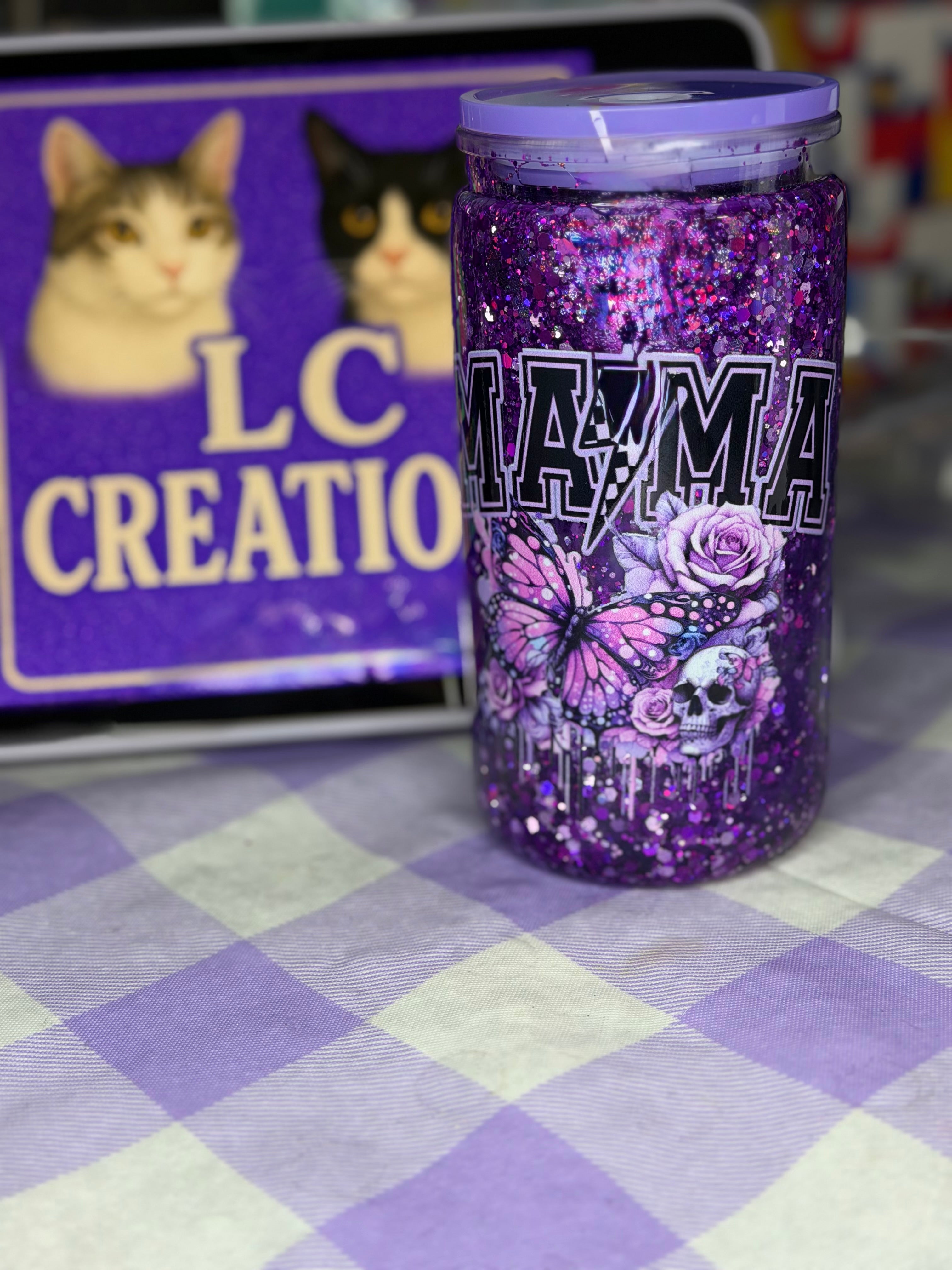 16 oz Mama Glitter tumbler