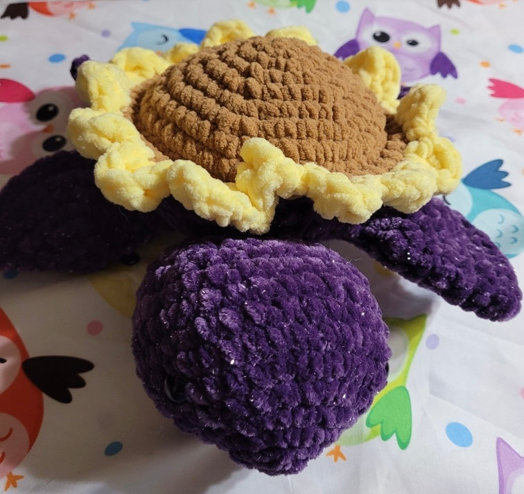 Crocheted purple turtle