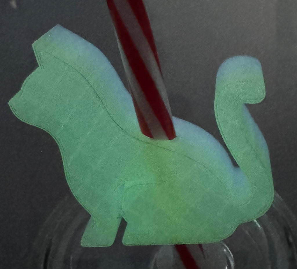 3D Cat Straw Topper White/glow in dark