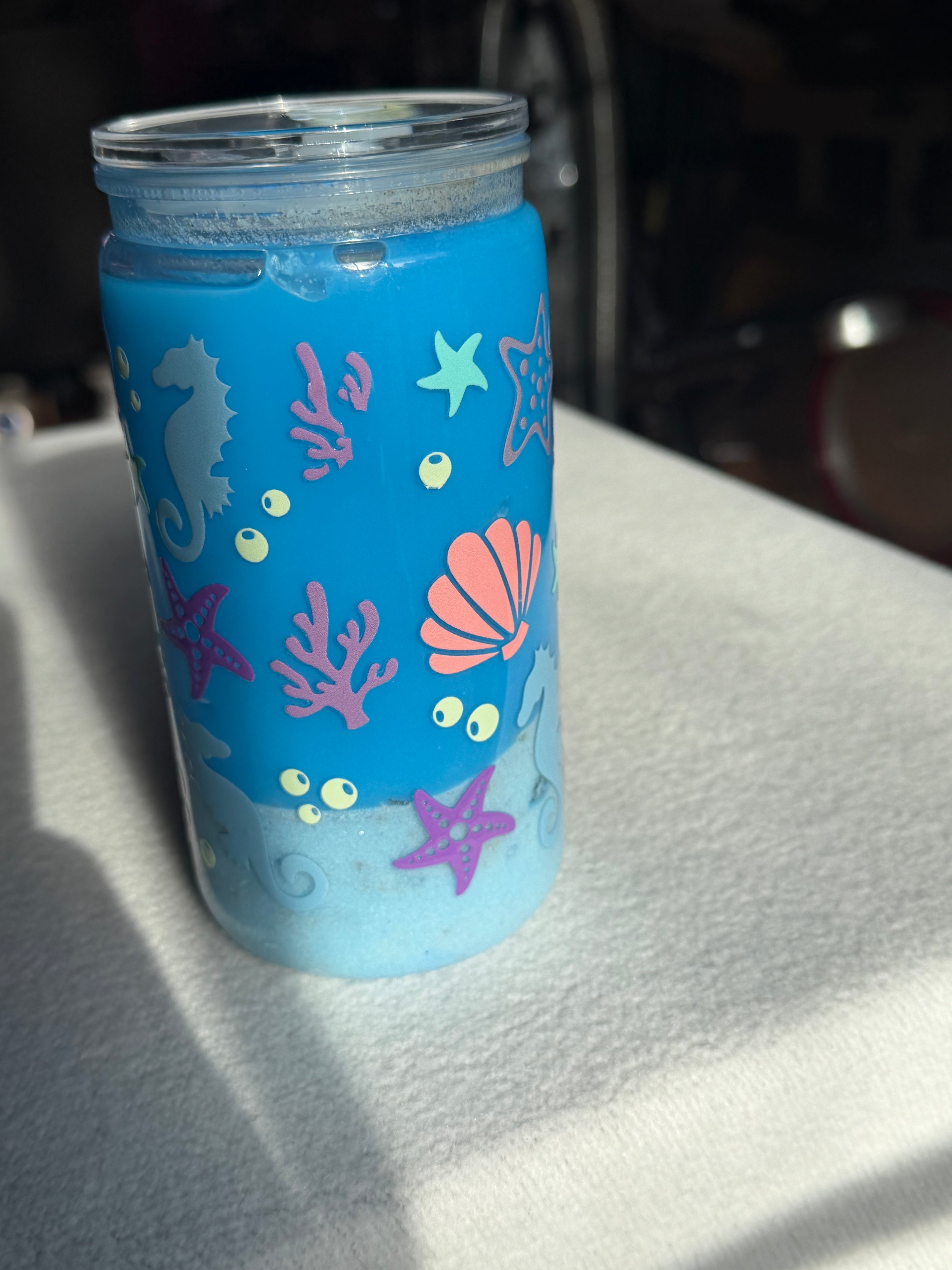 16 oz beach snow globe cup