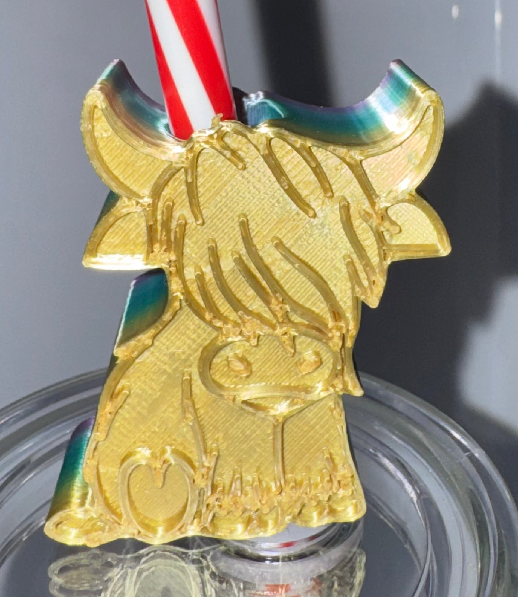 3D Highland Cow Straw Topper