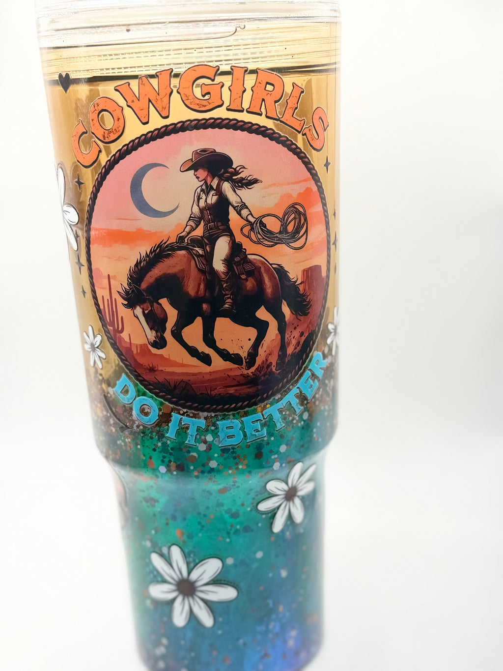 40 oz Cowgirls Do It Better snow globe cup