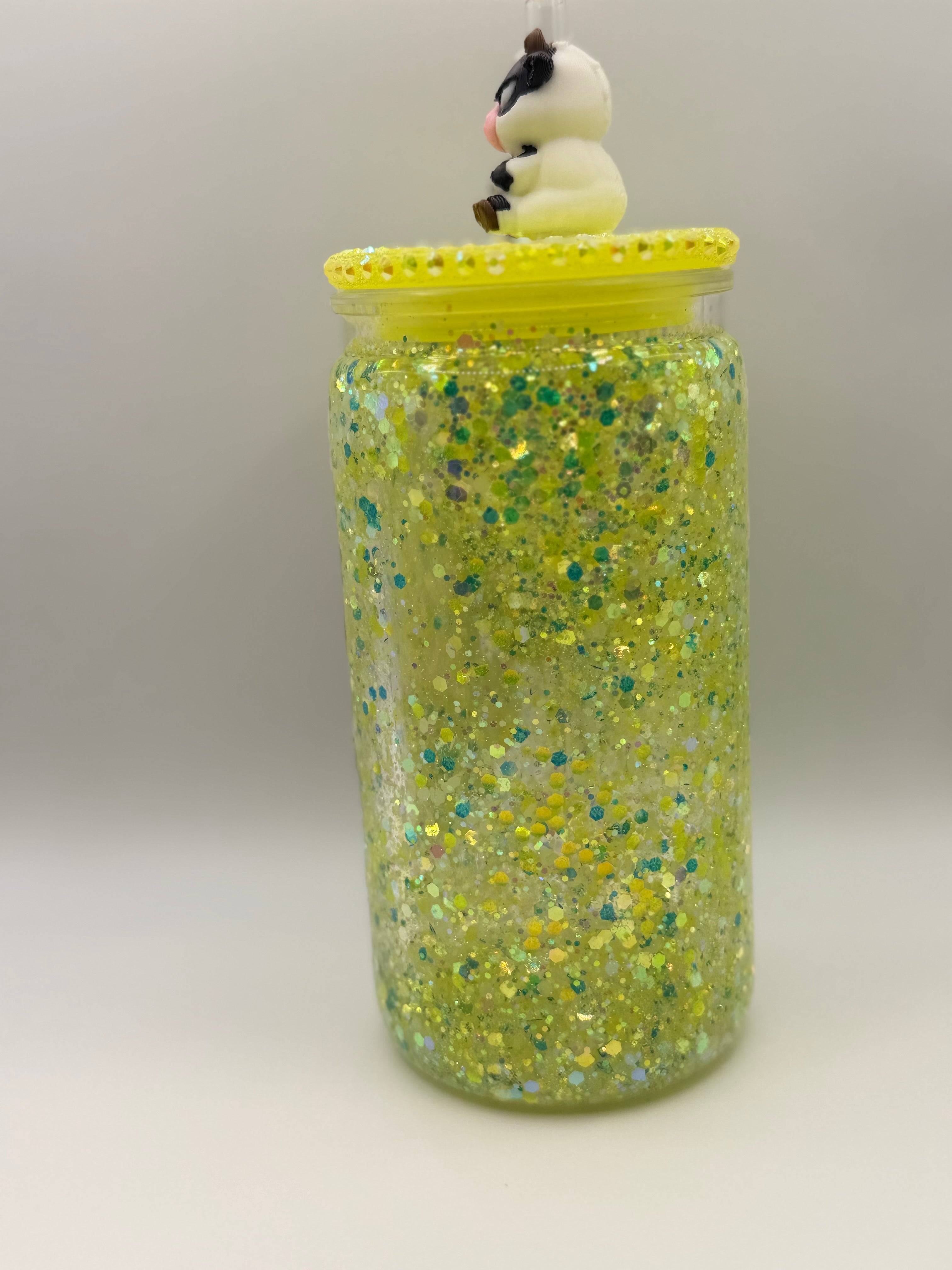 16 oz I’m sorry, Did I roll my eyes out loud? snow globe cup with yellow rhinestone lid