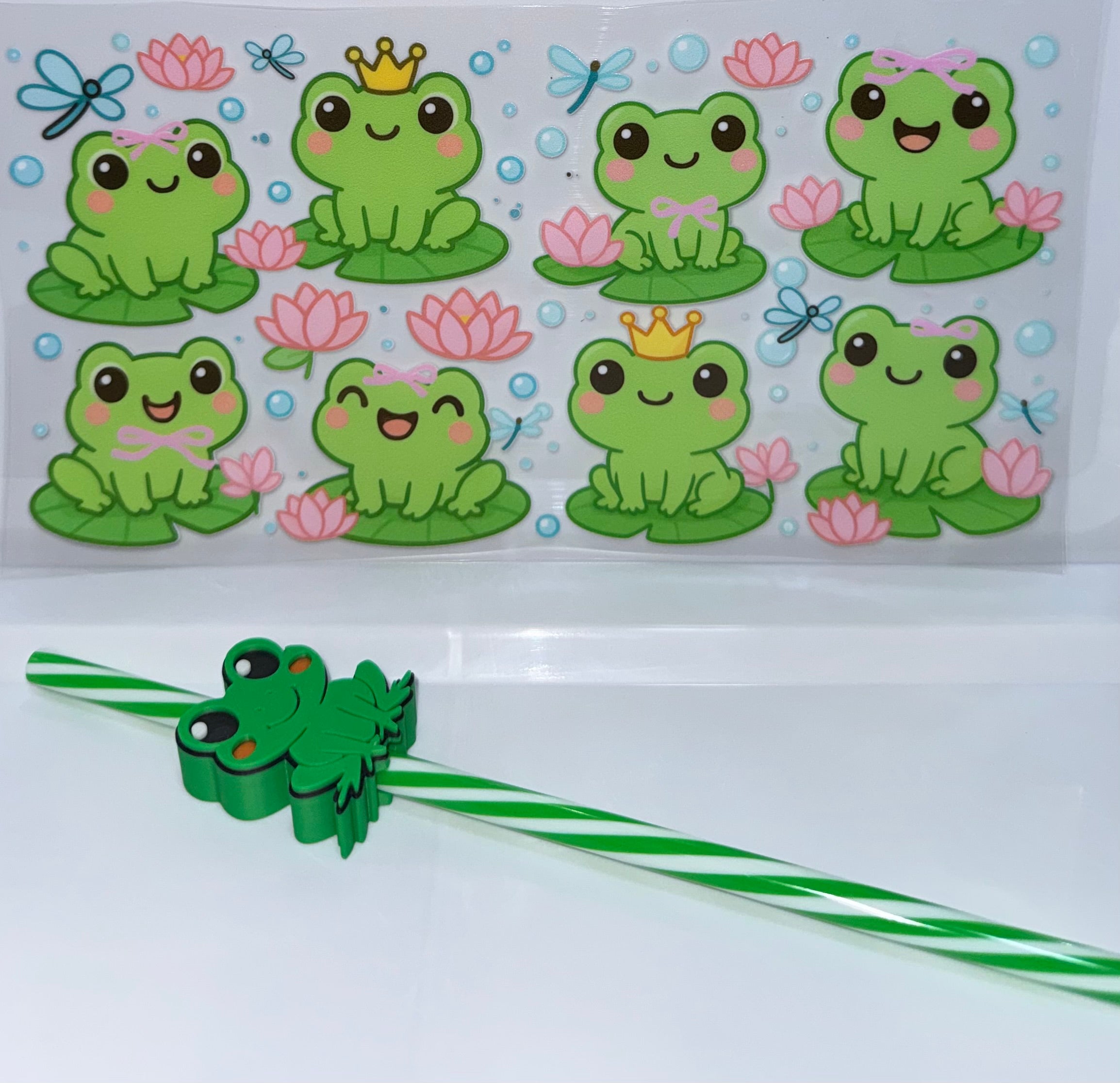 Cute Frog Wrap, Straw and Topper set