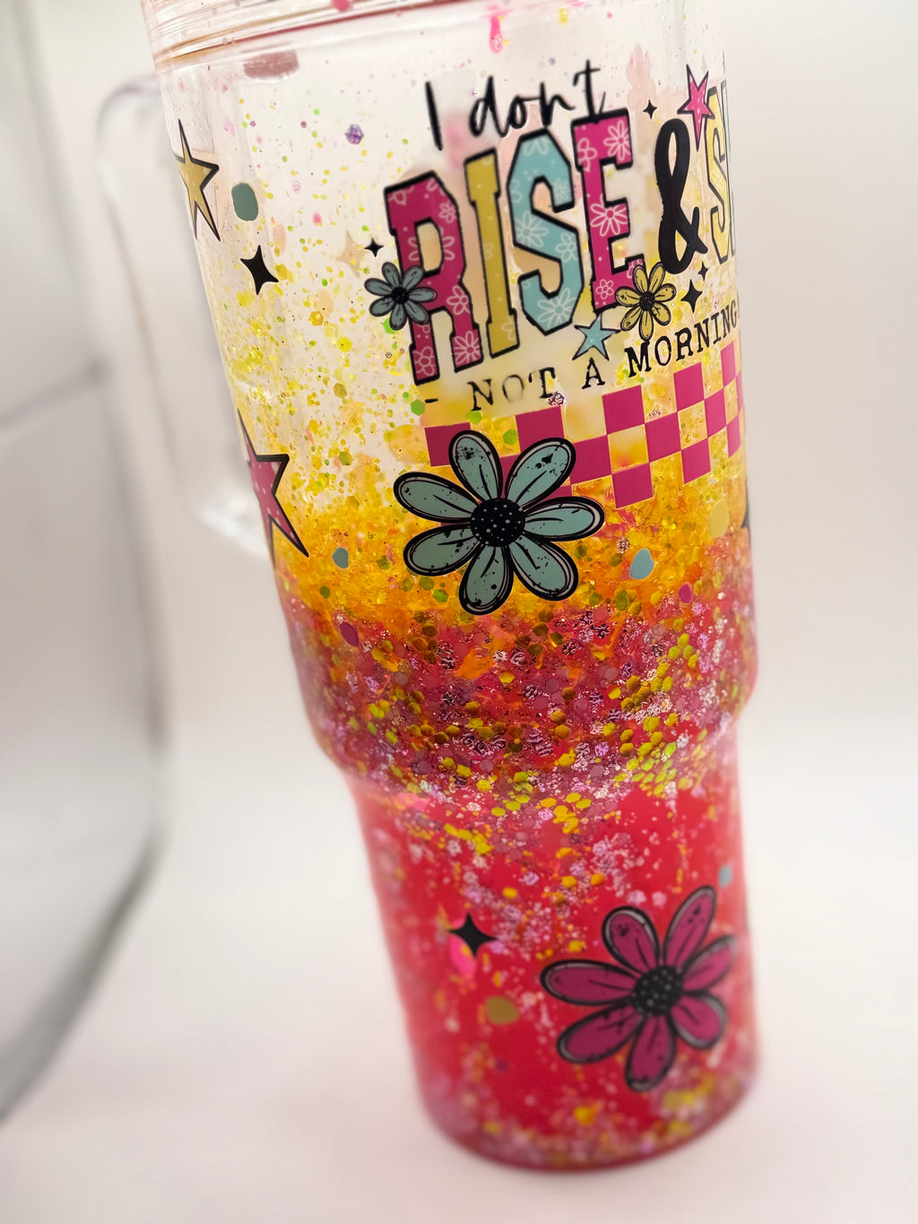 40 oz I Don’t Rise and Shine snow globe cup