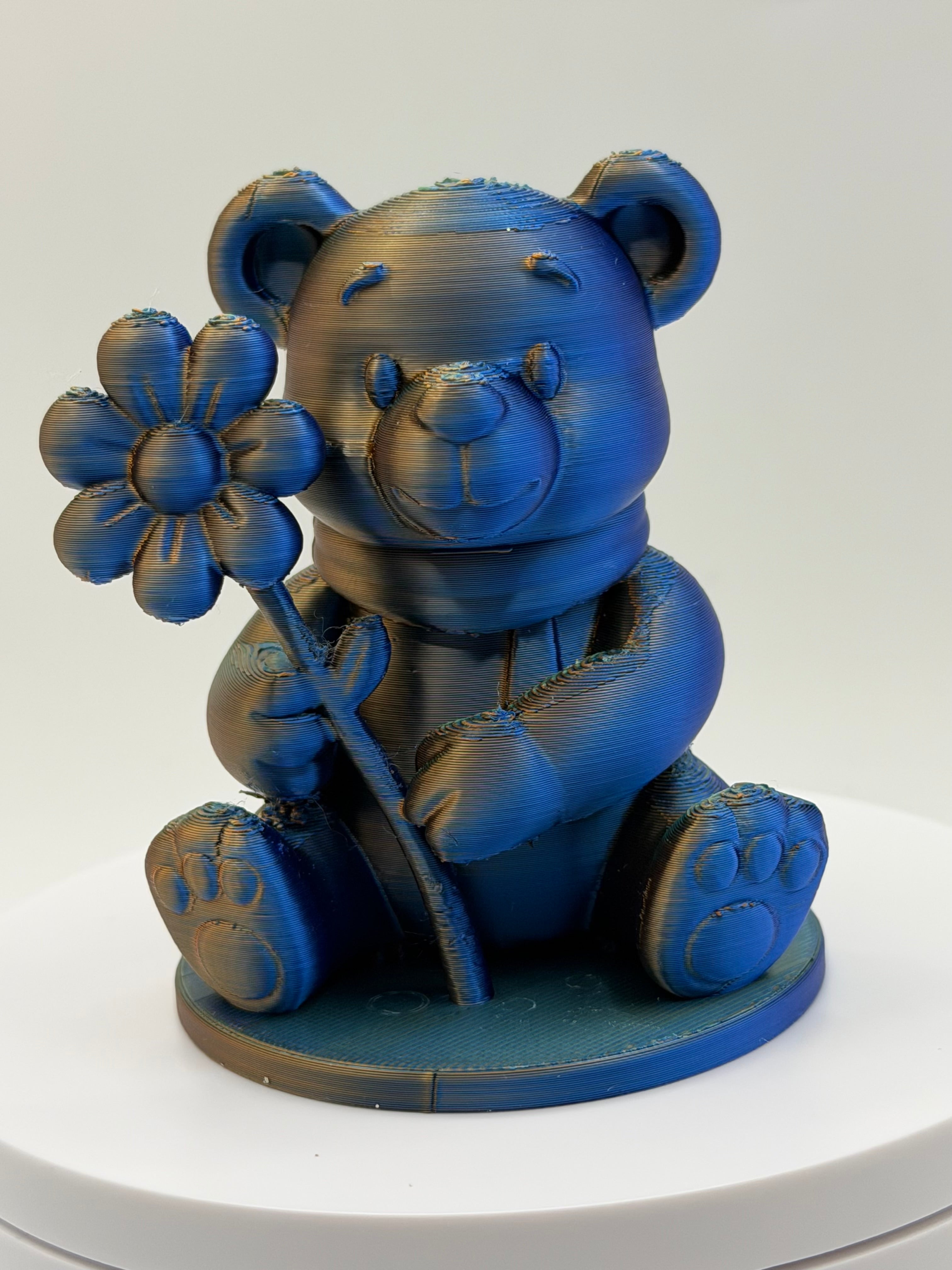 3D Bear Holding Flower