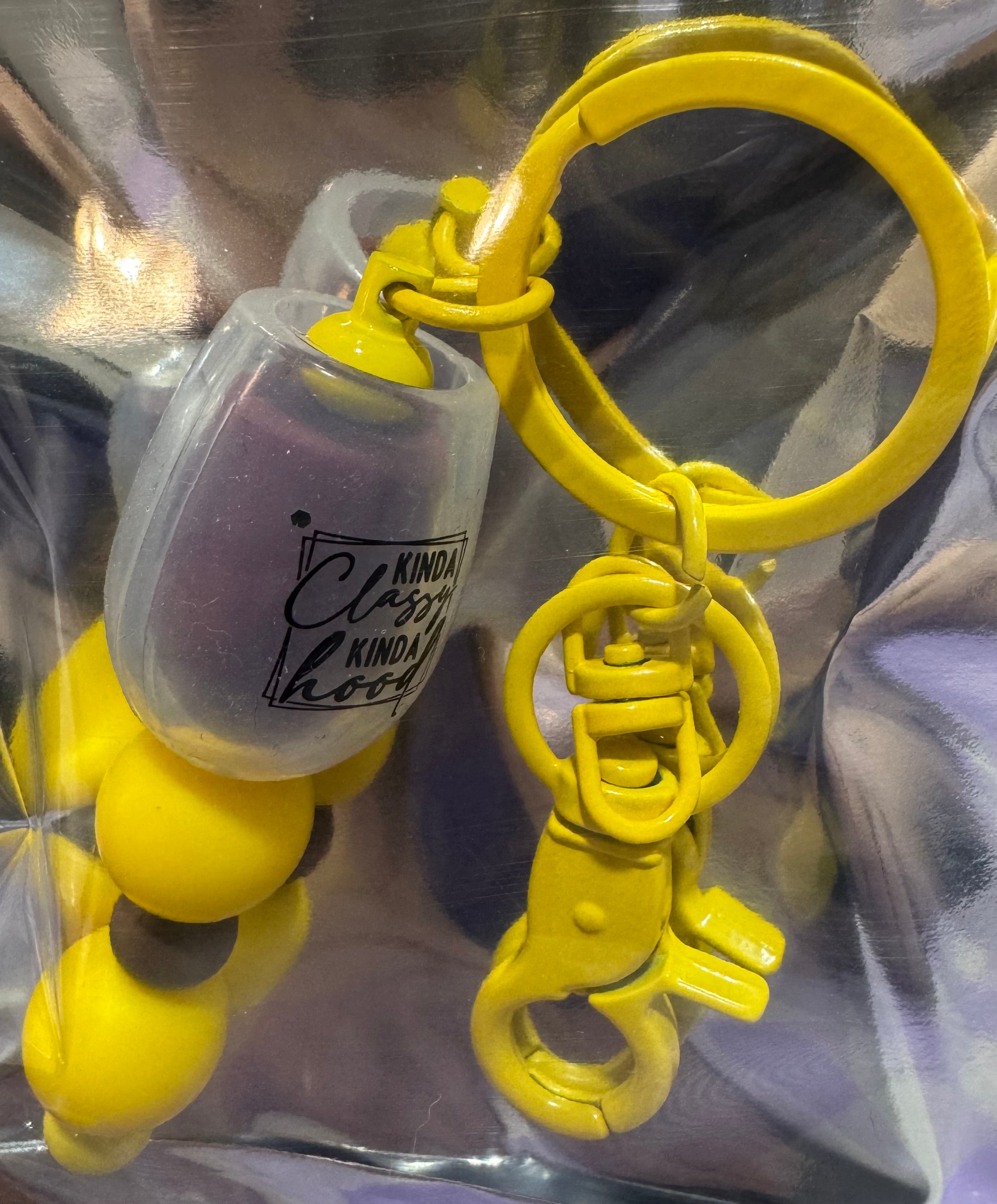 Kinda classy kinda hood wine glass beaded keychain