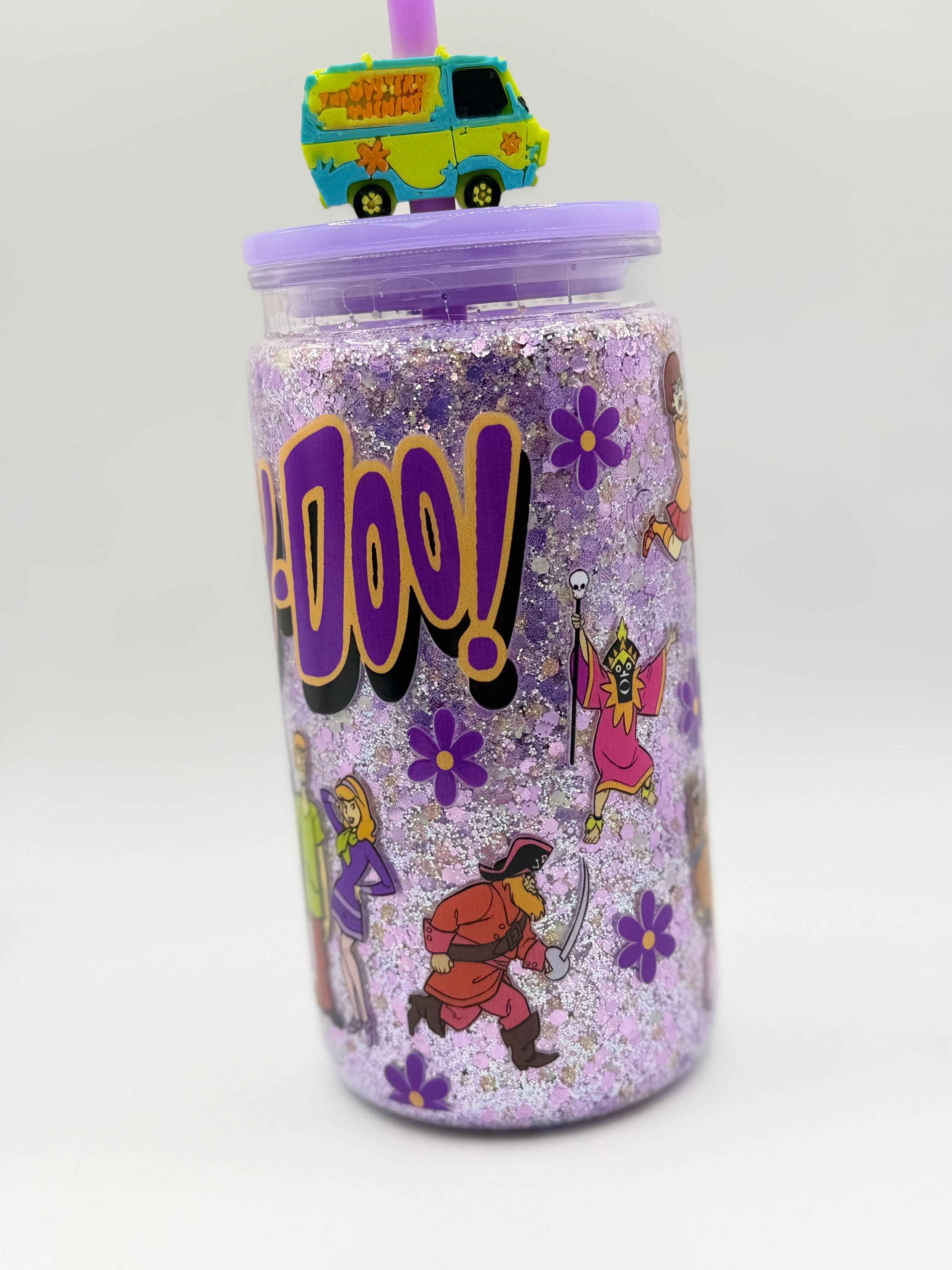 16 oz Scooby Doo snow globe cup with straw topper