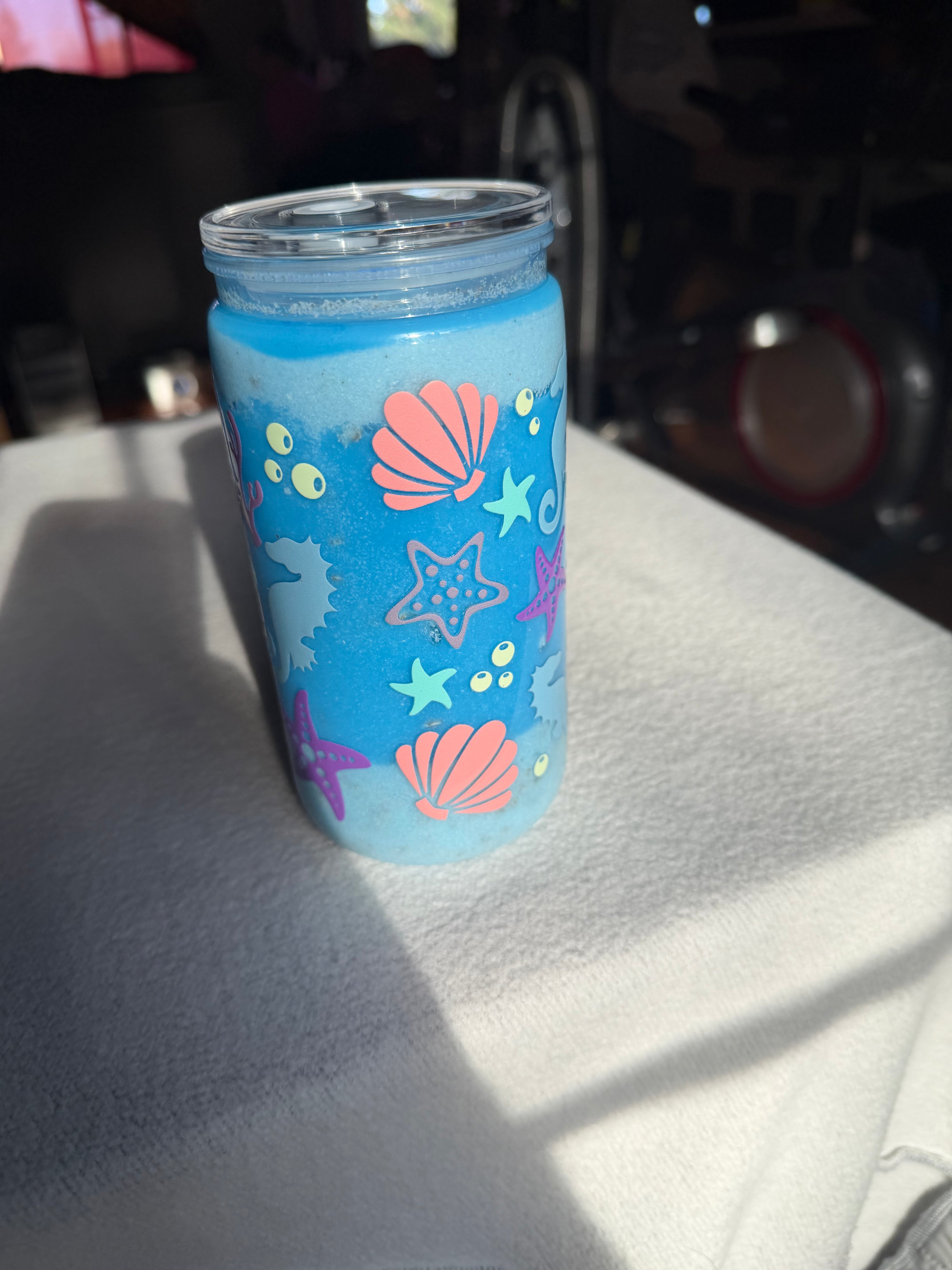 16 oz beach snow globe cup