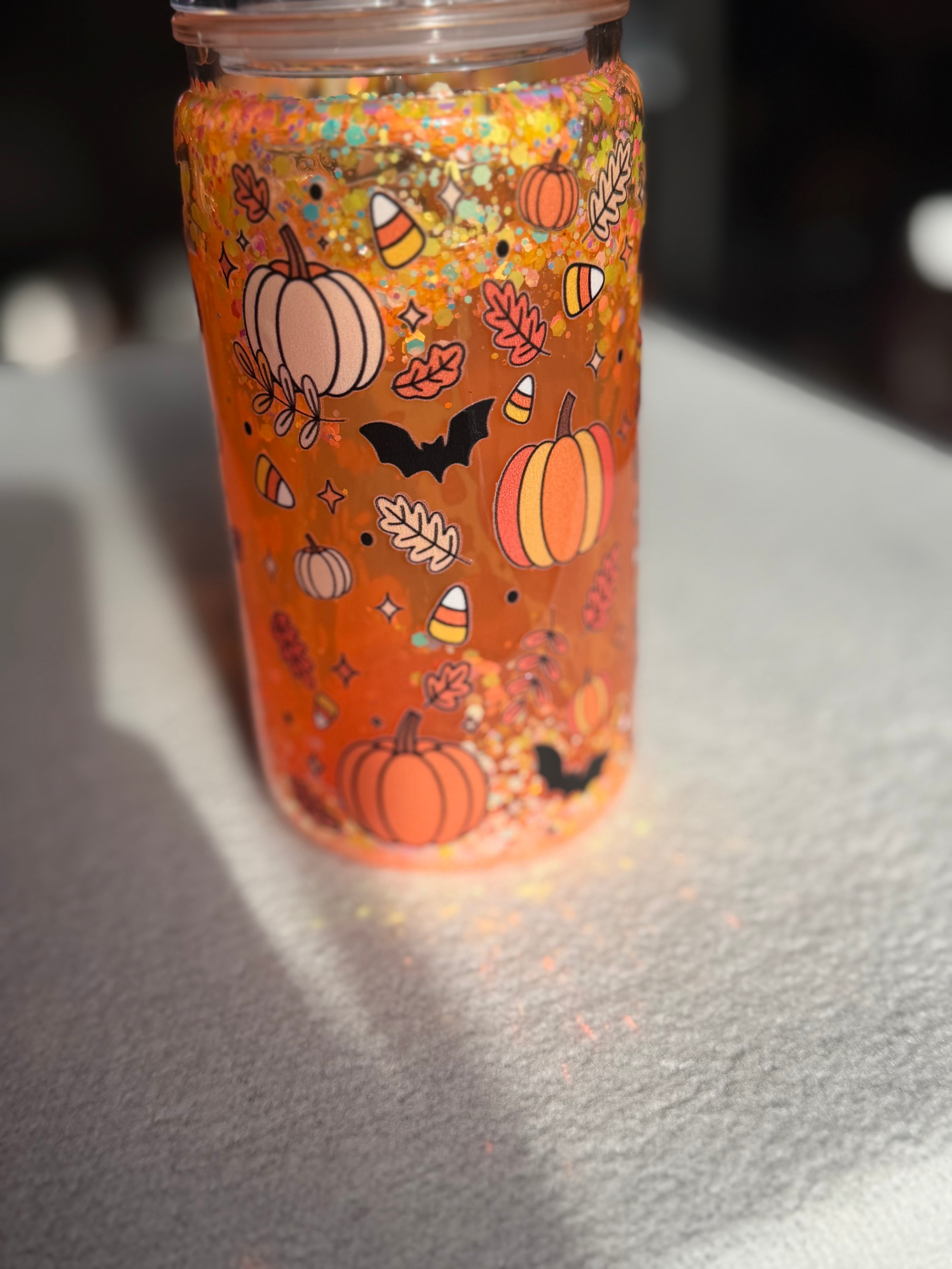 16 oz cute ghost snow globe cup