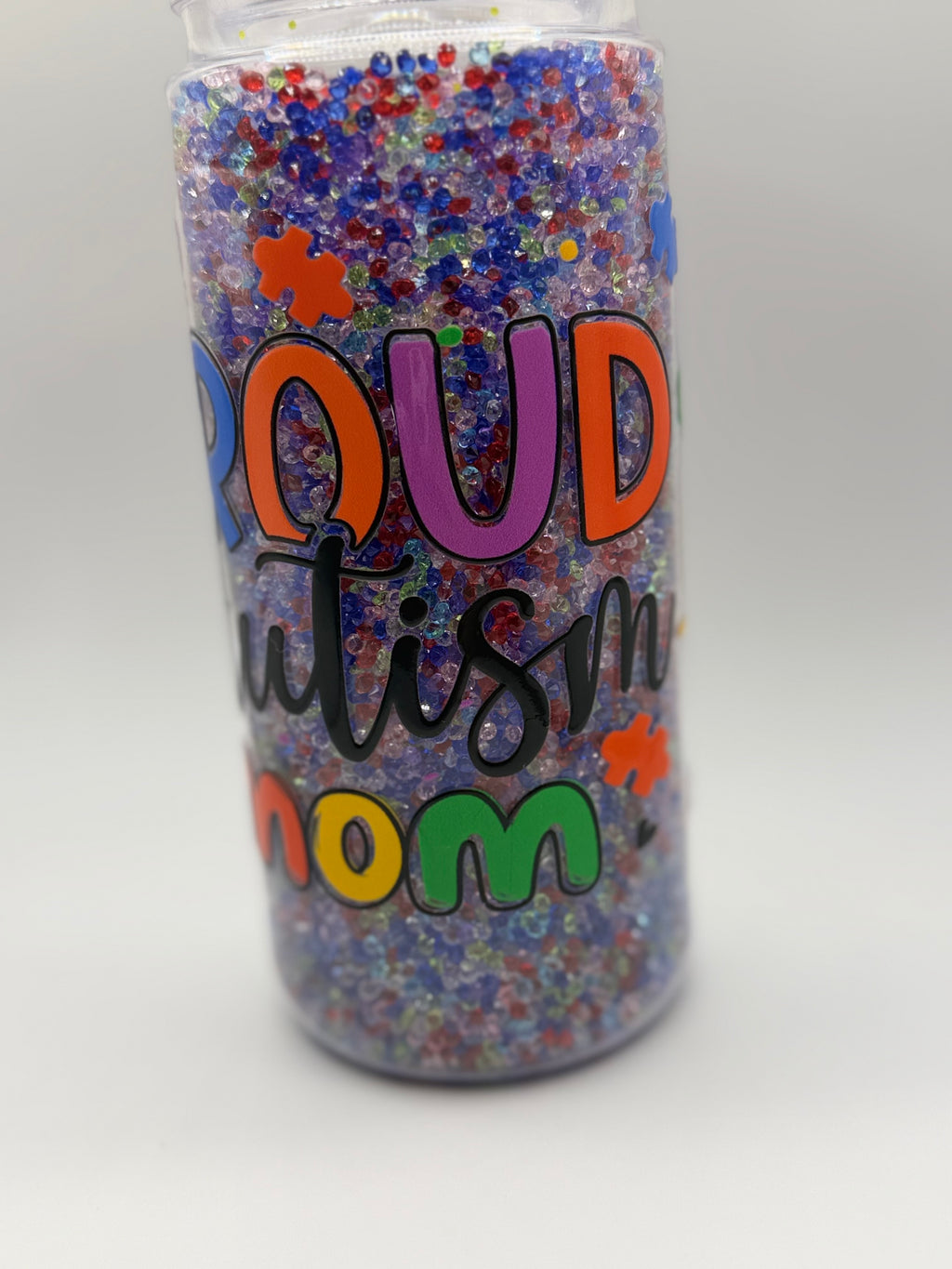 20 oz Proud Autism Mom snow globe cup