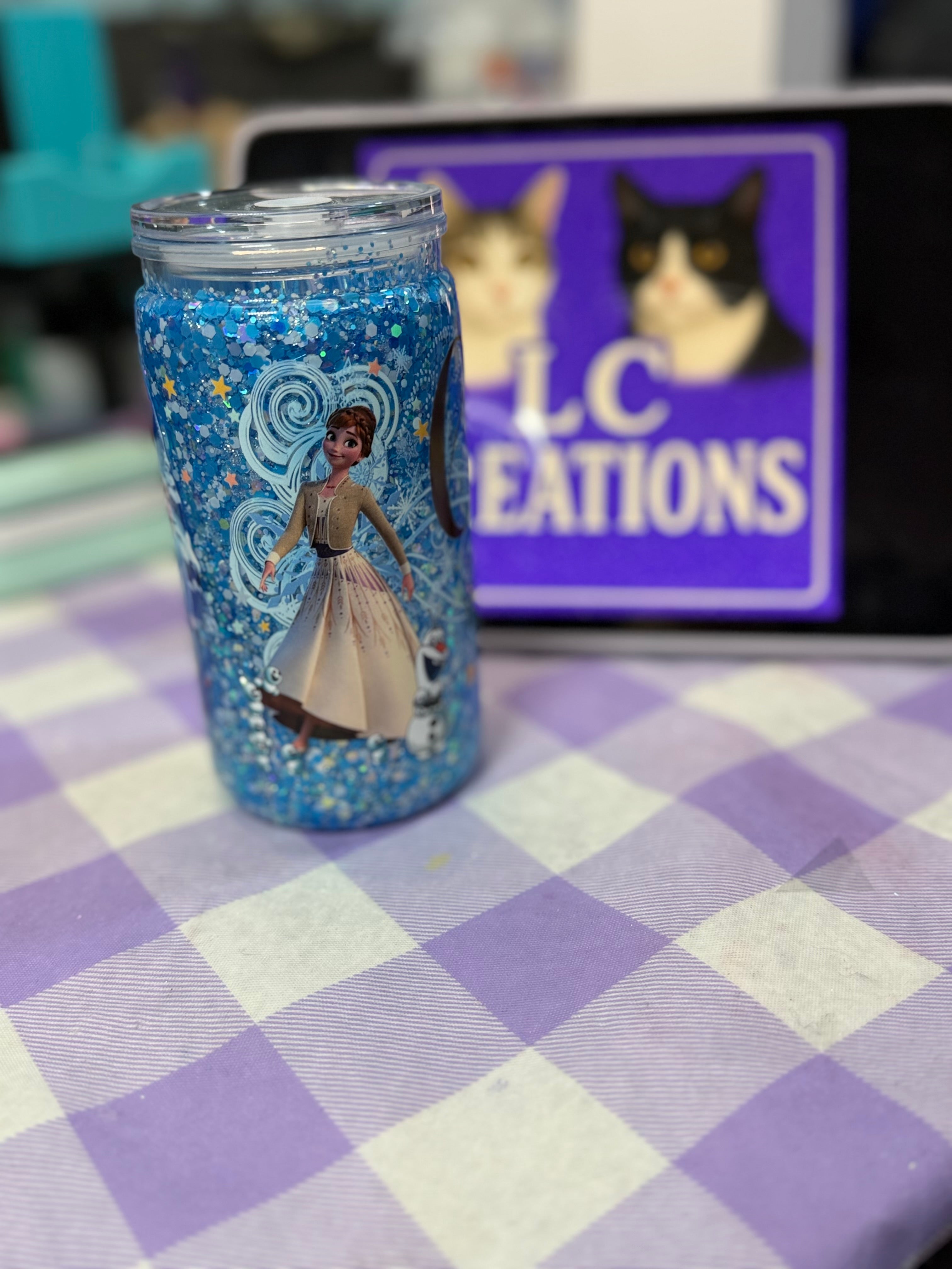 16 oz Olaf glitter cup