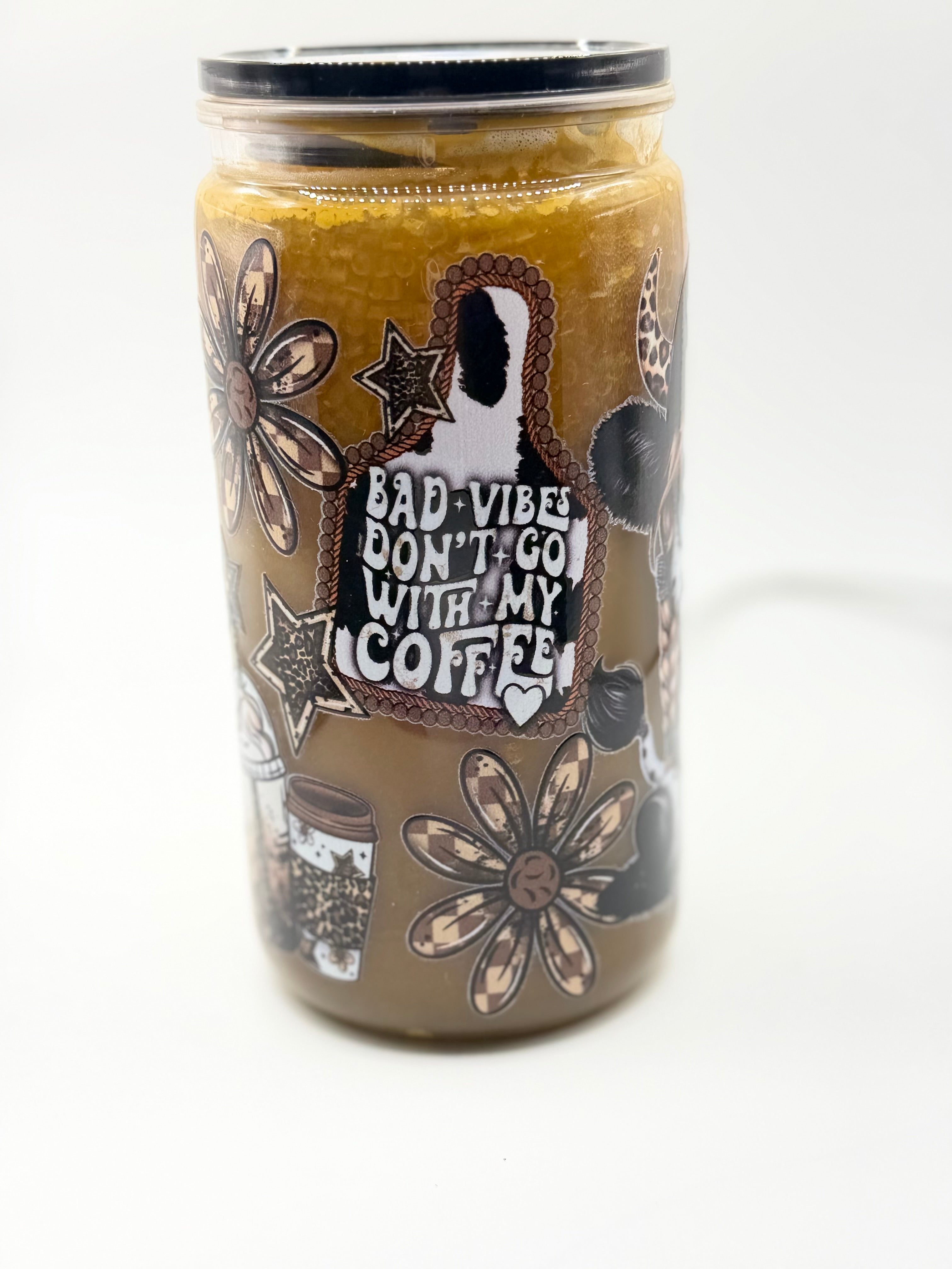 16 oz Bad Vibes Don’t Go With My Coffee snow globe cup