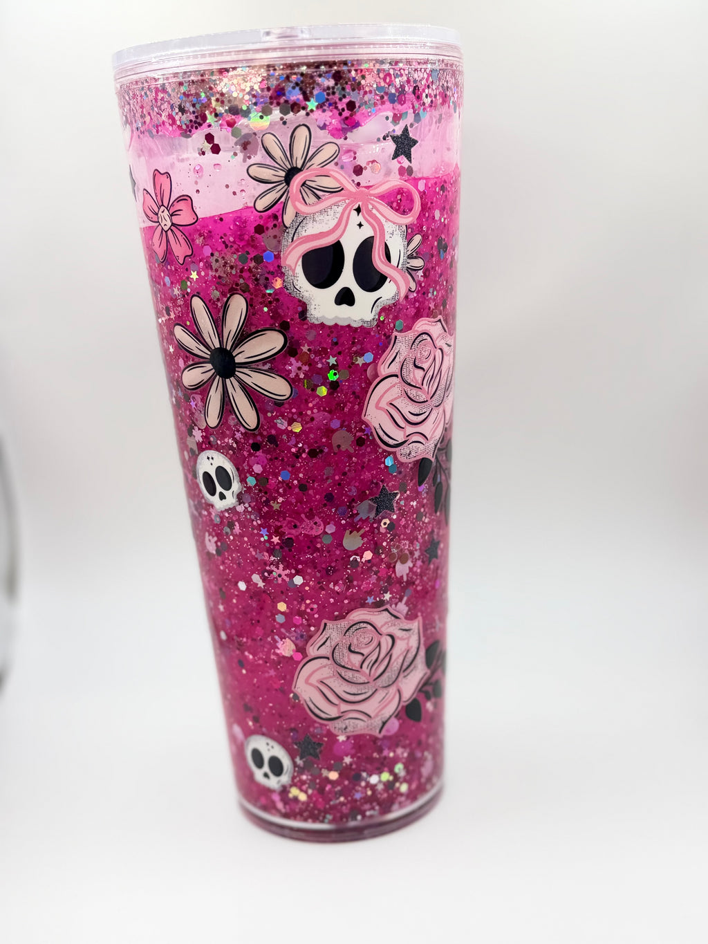 24 oz Nope Not Today pink drip snow globe cup