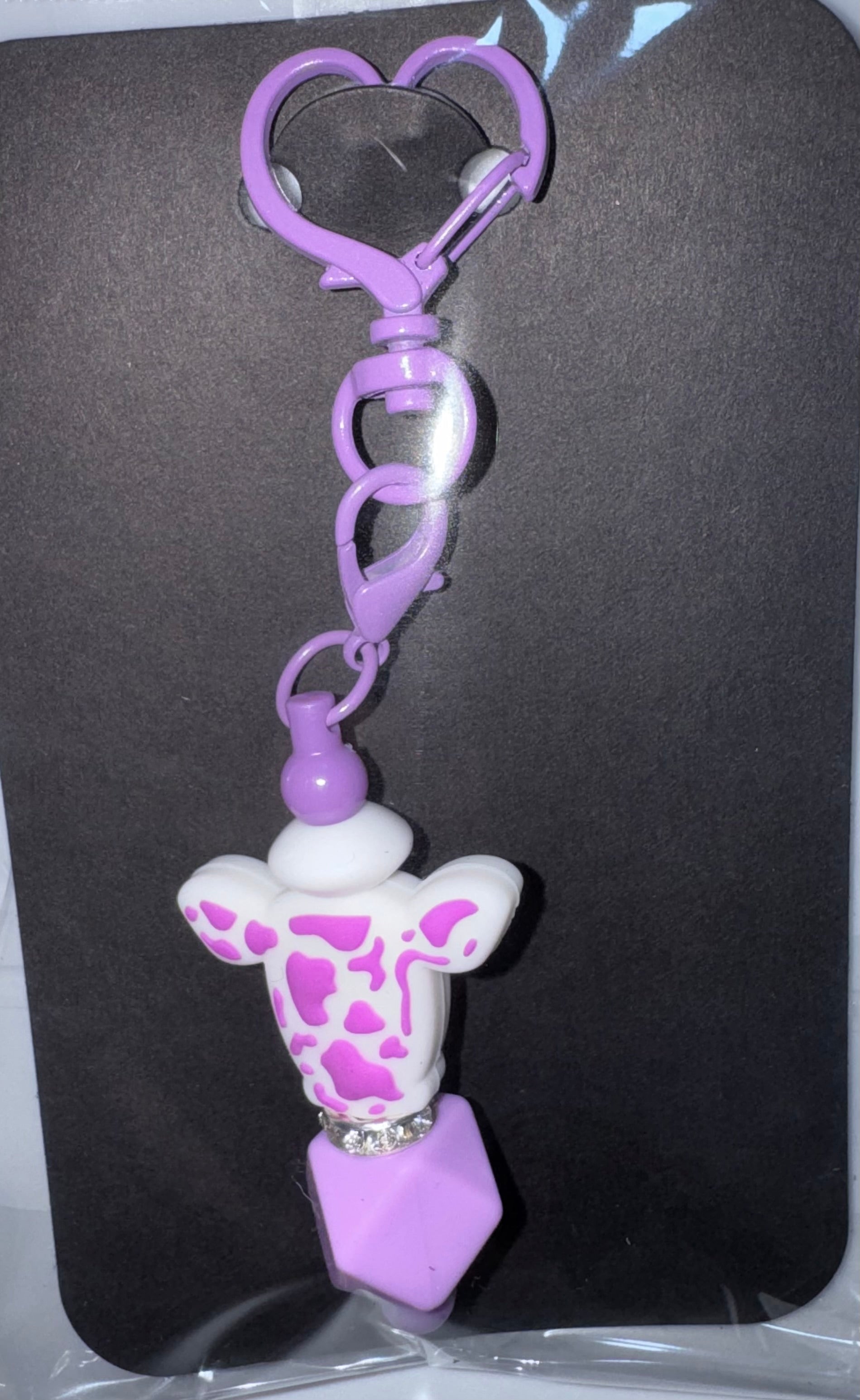 Cute cow print beaded key chain